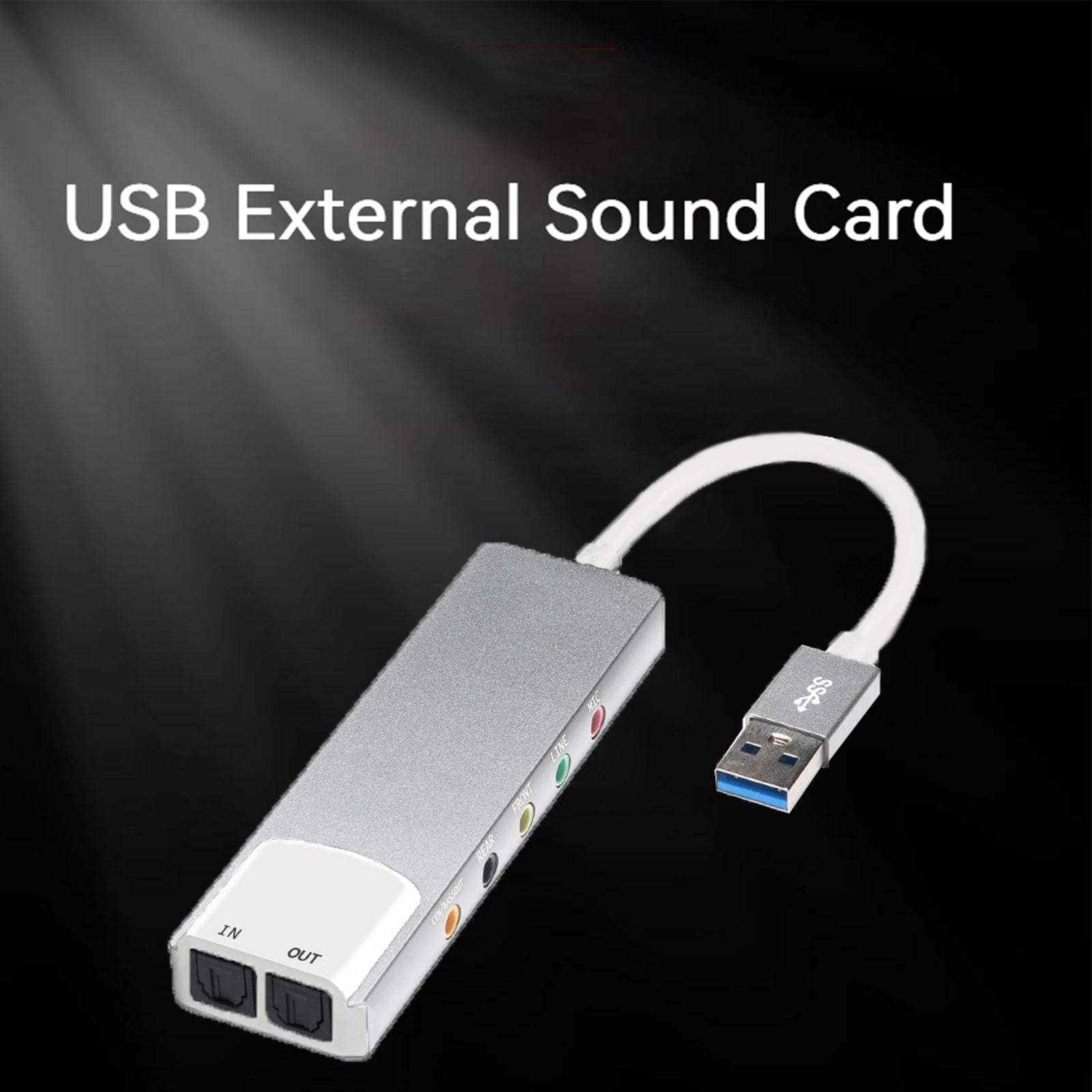 New aluminum alloy USB optical fiber SPDIF sound card computer external multi-function supports AC-3 DTS 5.1 channel