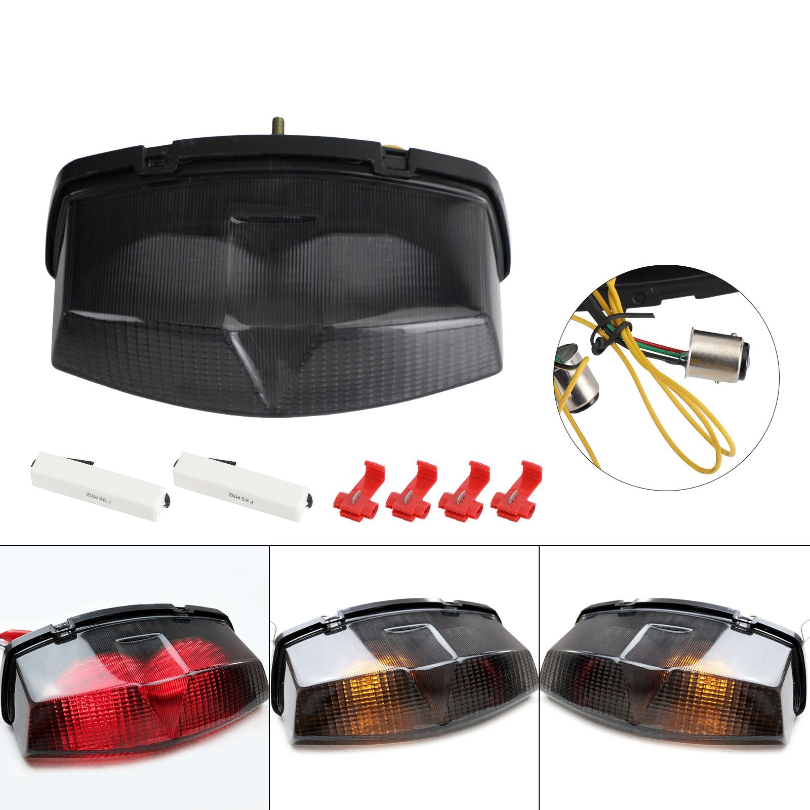 Luz trasera LED integrada Intermitentes internos KAWASAKI Ninja 500 R ZX-7R ZX 750 Genérico