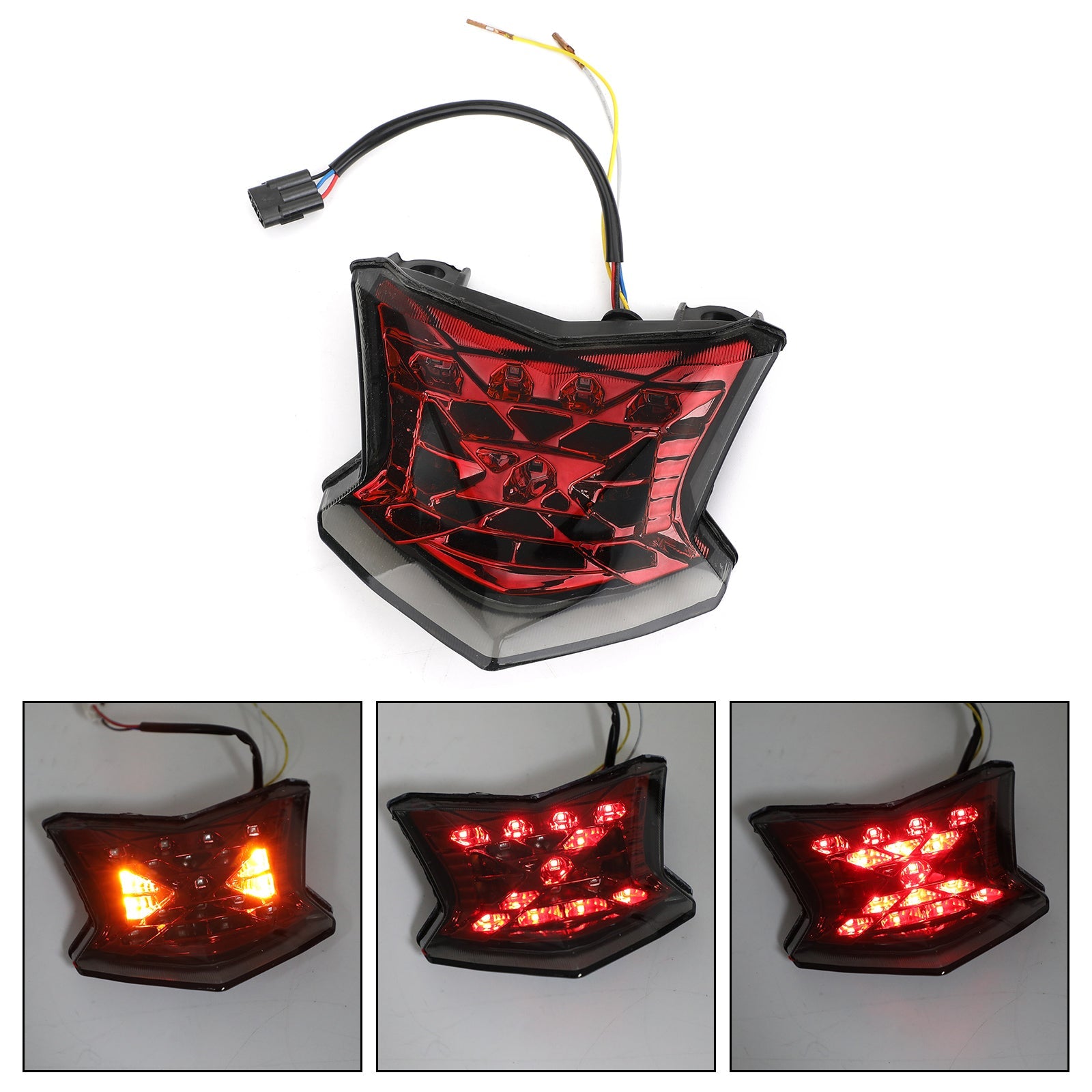 LED Brake Turn Signals Taillight For Kawasaki Z650 Ninja 650 Z900 17-24 Silver Generic