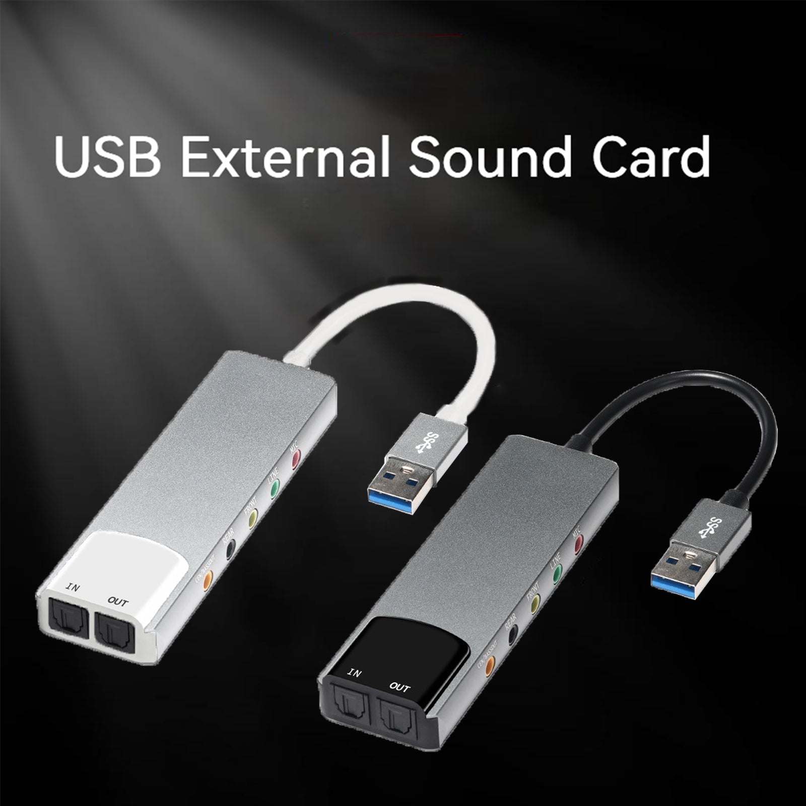 New aluminum alloy USB optical fiber SPDIF sound card computer external multi-function supports AC-3 DTS 5.1 channel