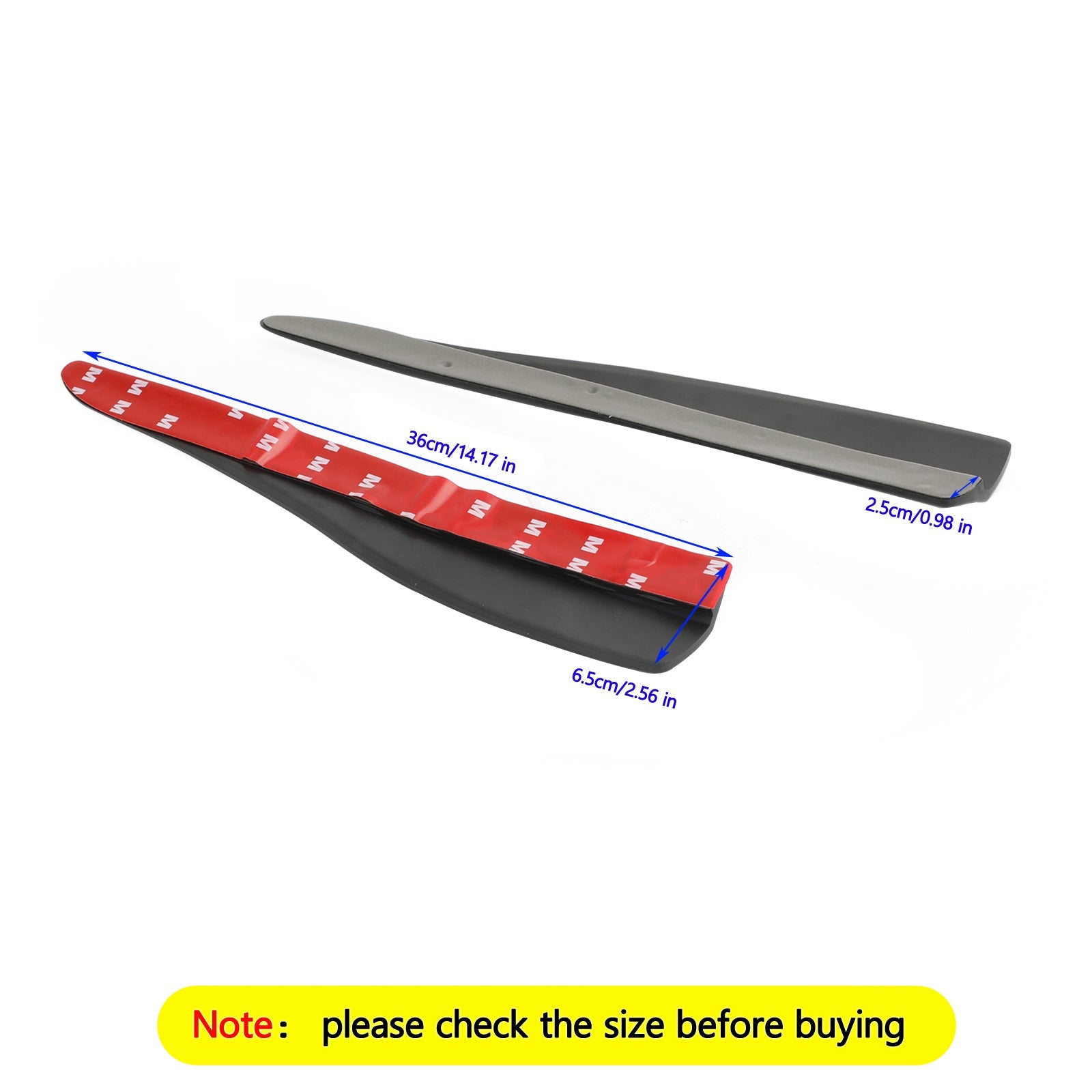 2pcs 36cm Rubber Car Front Rear Bumper Lip Anti-collision Strip Carbon Fiber Generic