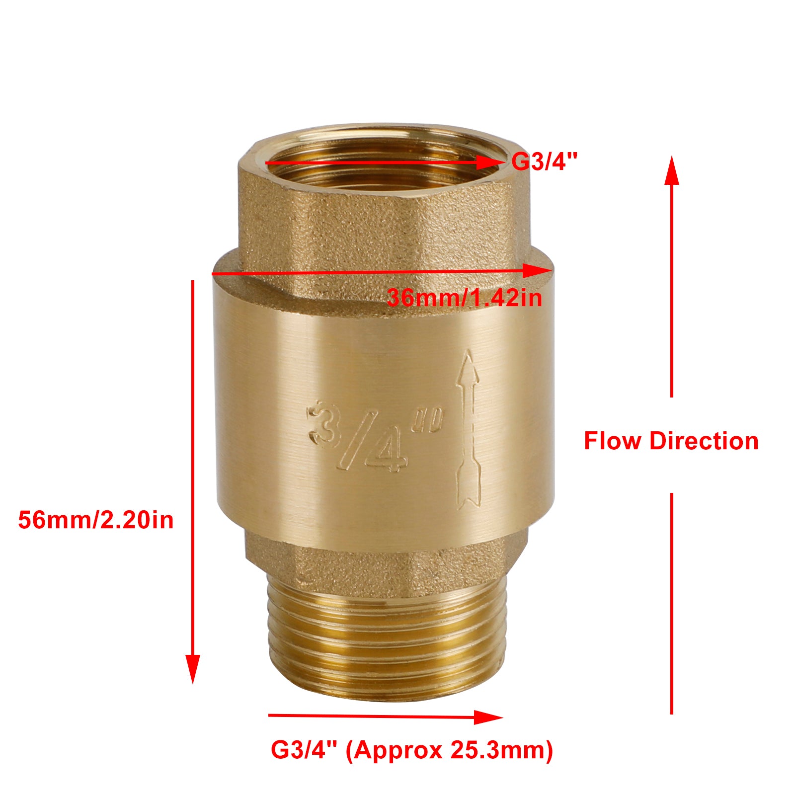 Brass Check Valve G1/2" G3/4" G1" M To F Thread Non-Return Backflow Prevention