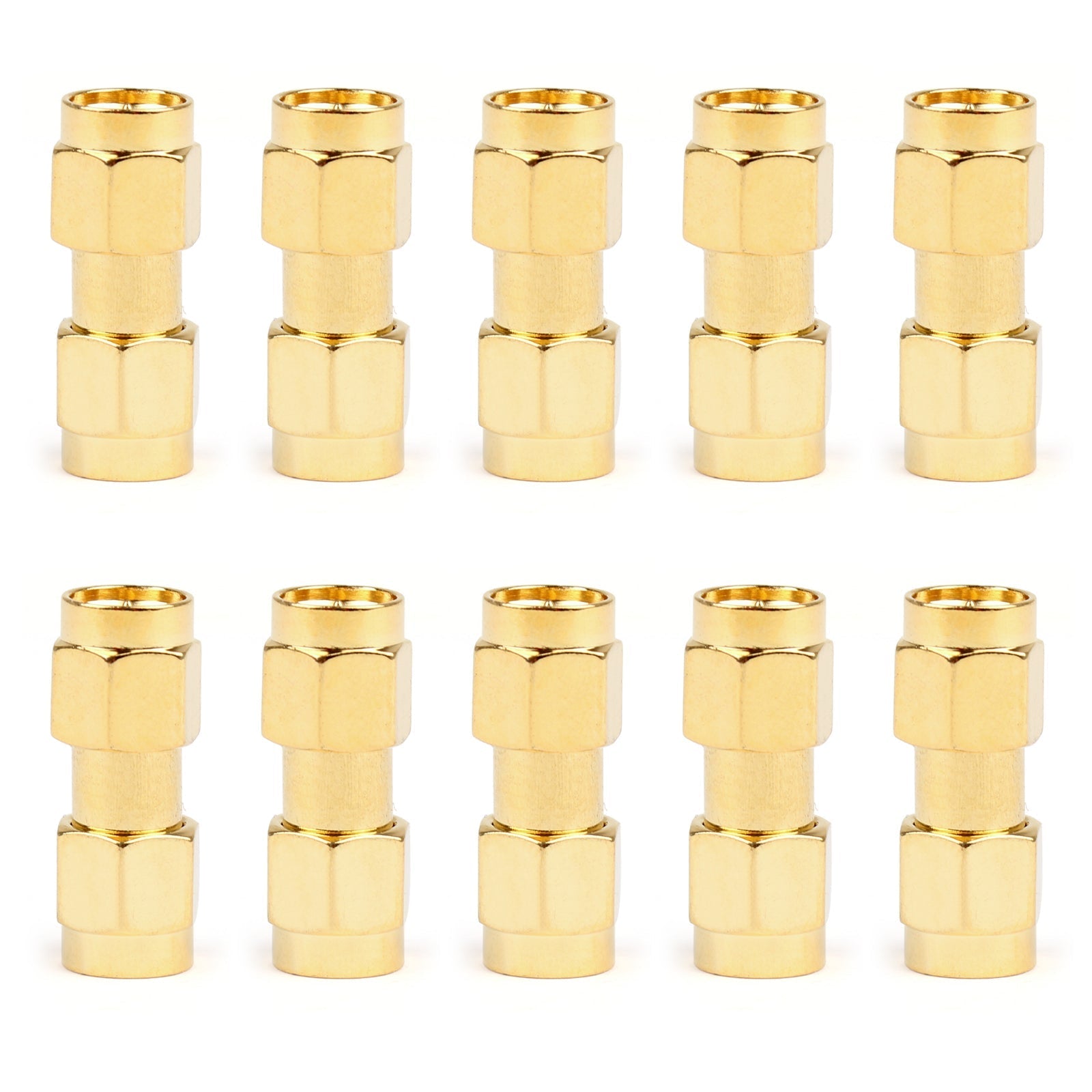 10PCS SMA Male To SMA Male Plug RF Connector Adapter Coupler Straight Type CA Market
