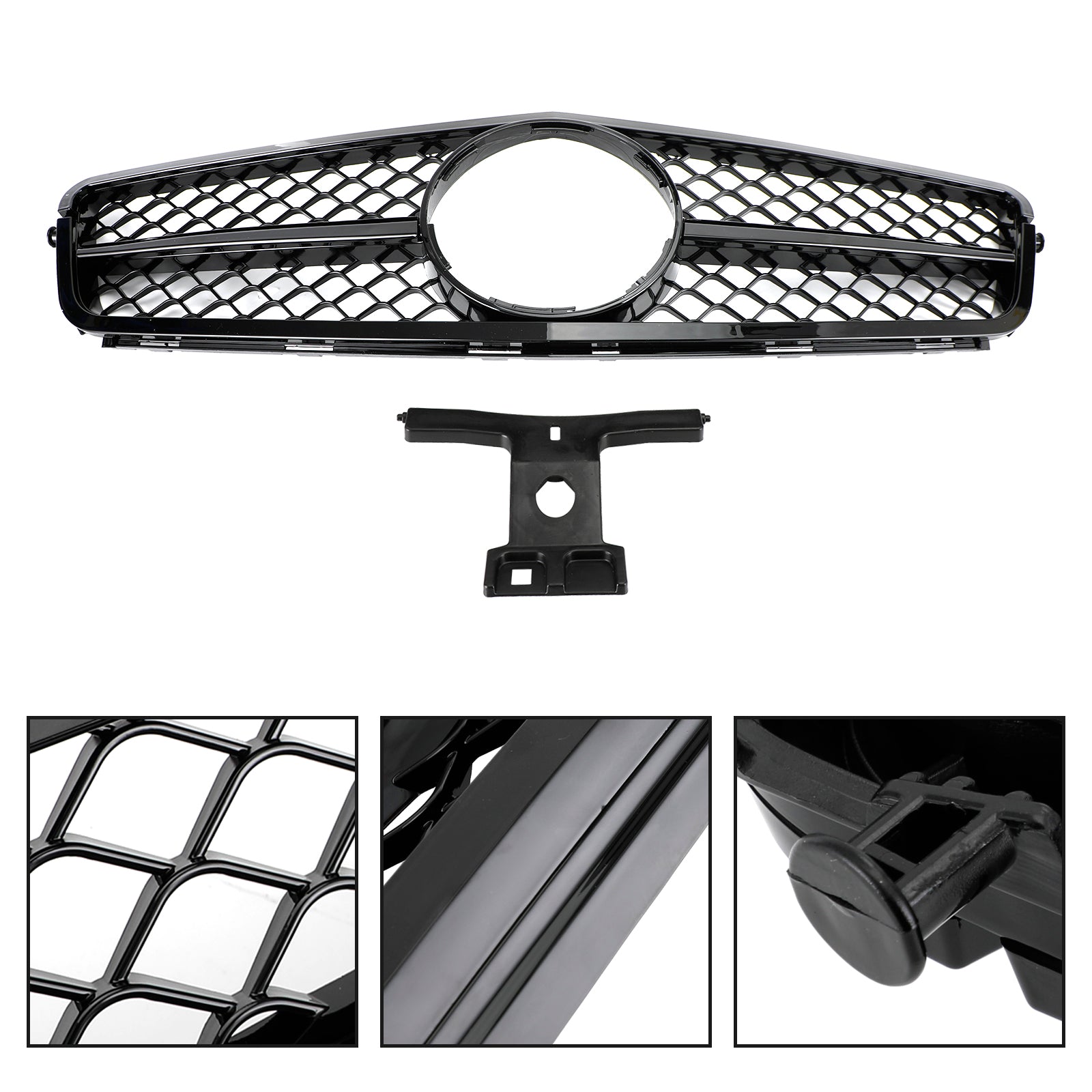 C63 스타일 글로스 블랙 그릴은 C-클래스 벤츠 W204 C300 C350 2008-2014에 적합합니다.