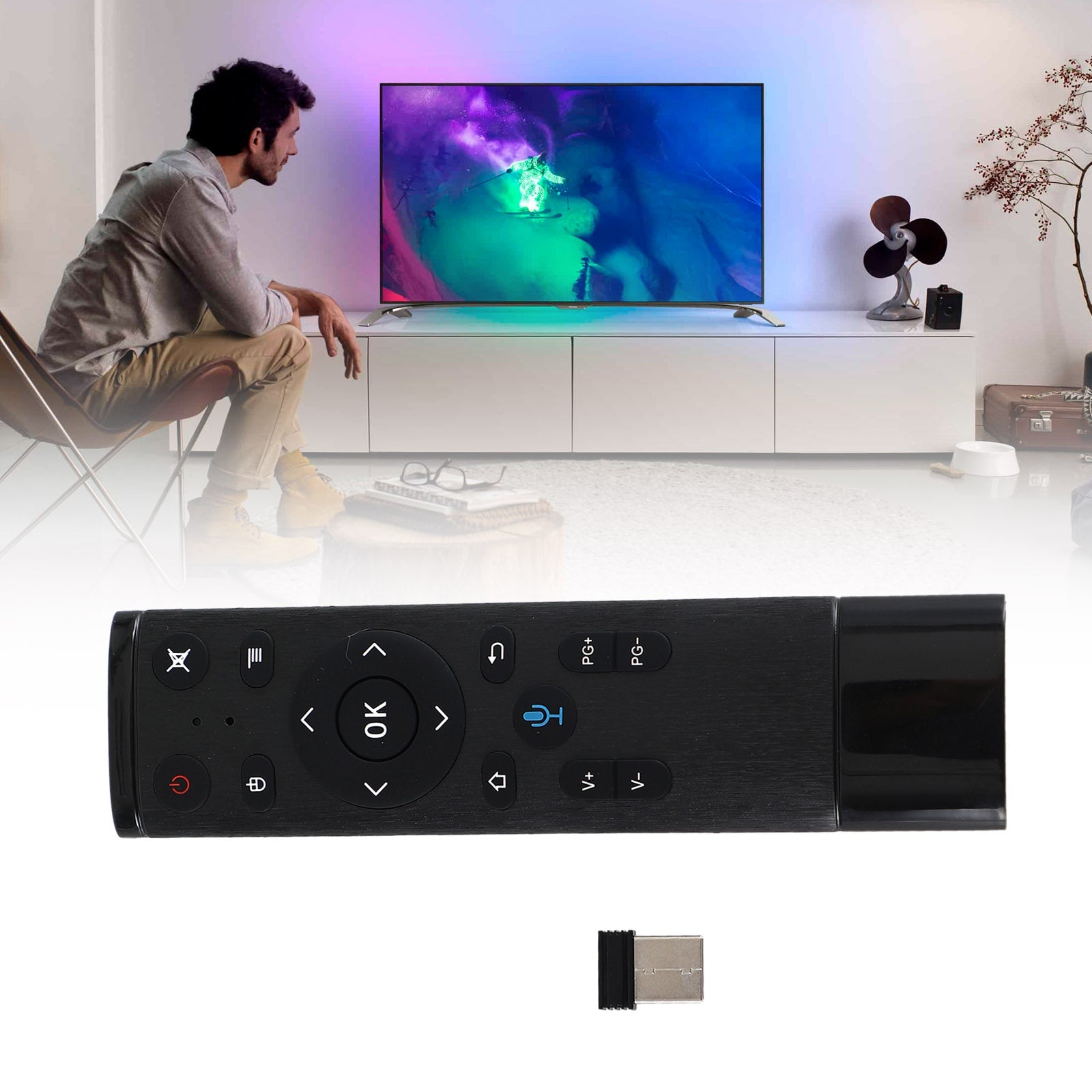 Q5 2.4GHz USB WiFi Air Mouse Gyro Voice Control remoto para PC PS4 Smart TV Box