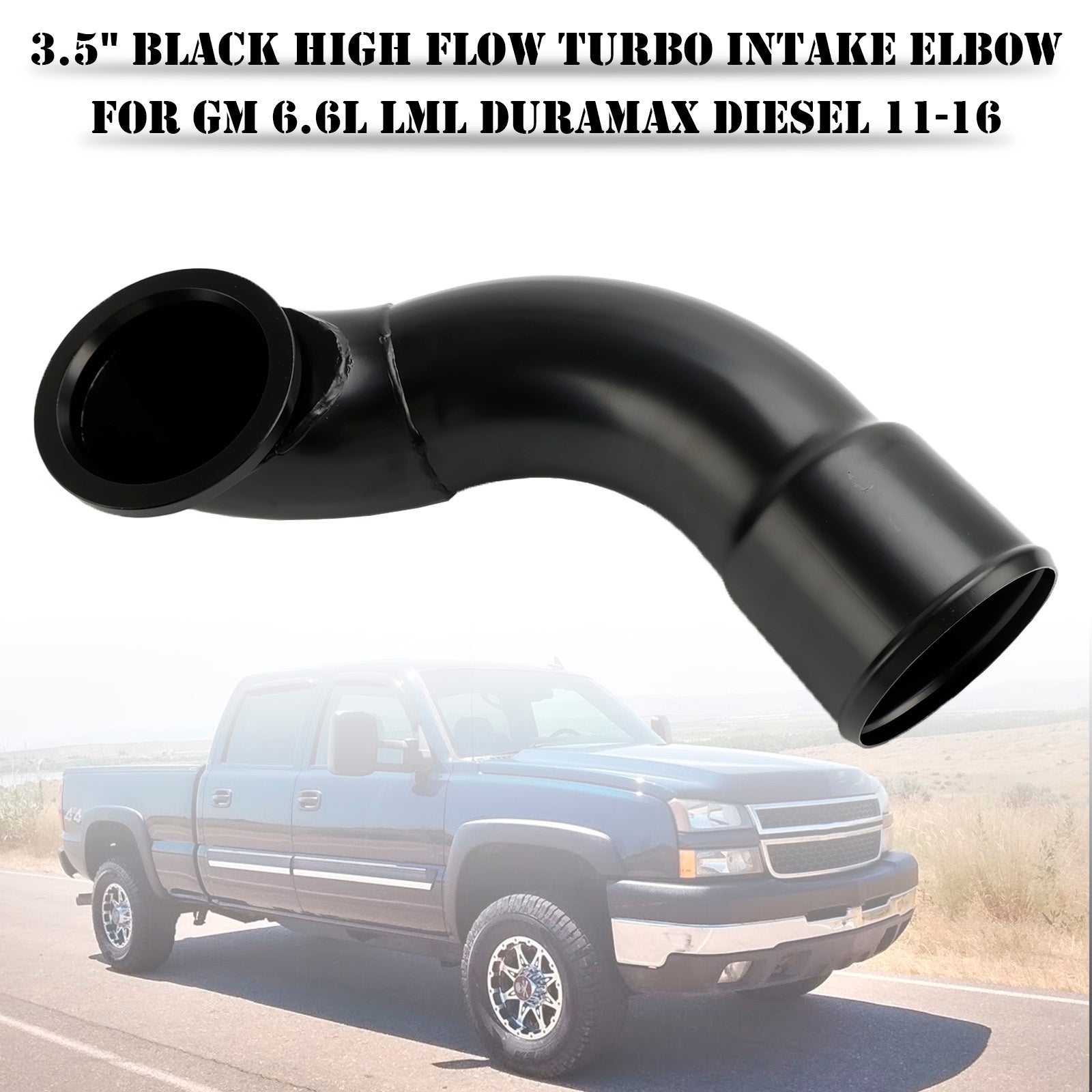 2011-2016 Chevy Silverado 2500HD/3500HD 6.6L LML Duramax Diesel 3.5" Black High Flow Turbo Intake Elbow