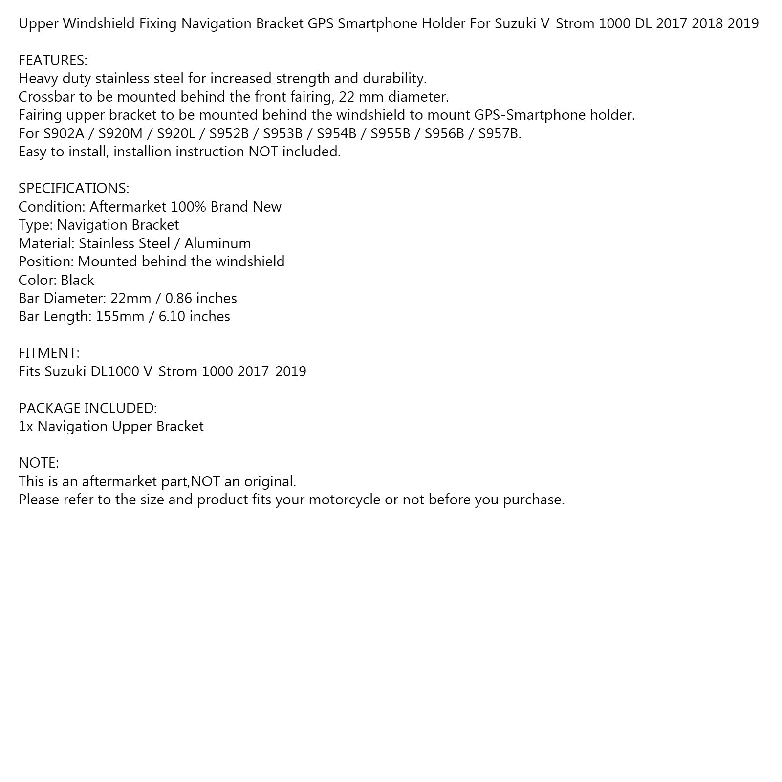 Smartphone GPS Holder Bracket Mount Fit for Suzuki DL1000 V-Strom/XT 2017-2019