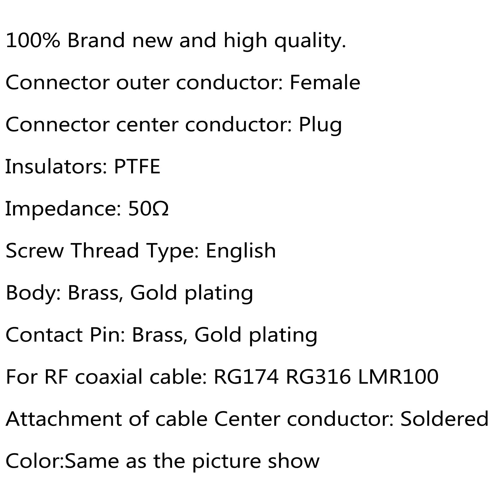 10Pcs Connector RP-SMA Female Jack Bulkhead Crimp RG174 RG316 LMR100 Cable