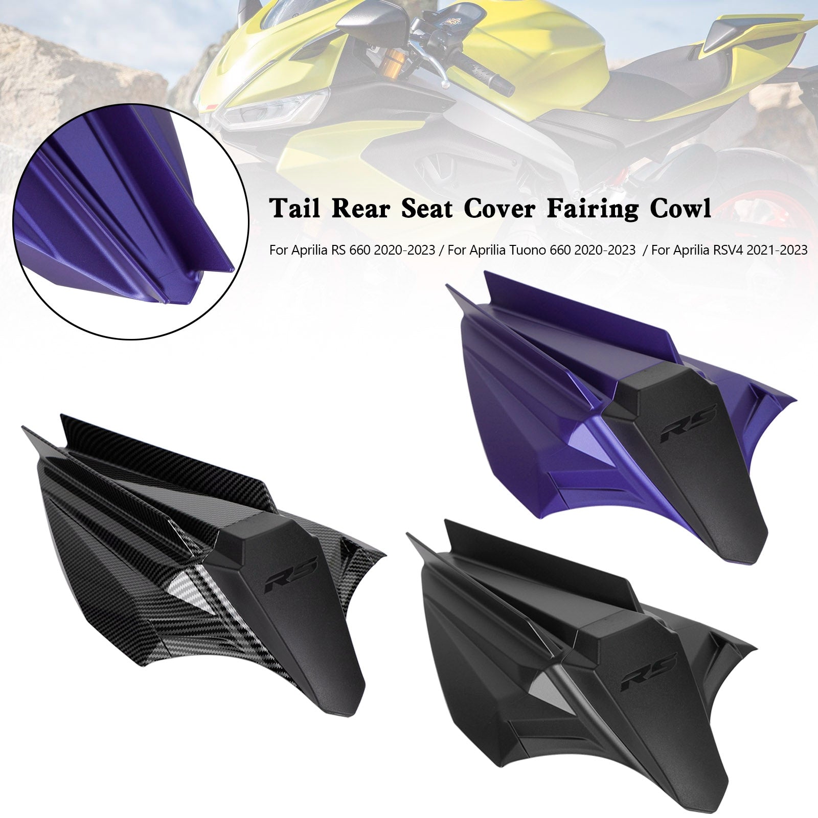 Rear Seat Cover Fairing Cowl For Aprilia RS660 Tuono660 2020-2024 Carbon Black Purple
