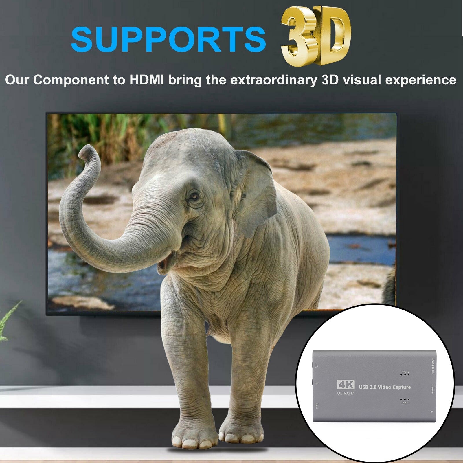 4K 1080p 60fps HD to USB 3.0 Video Capture Card Game Live Recorder Plug And Play