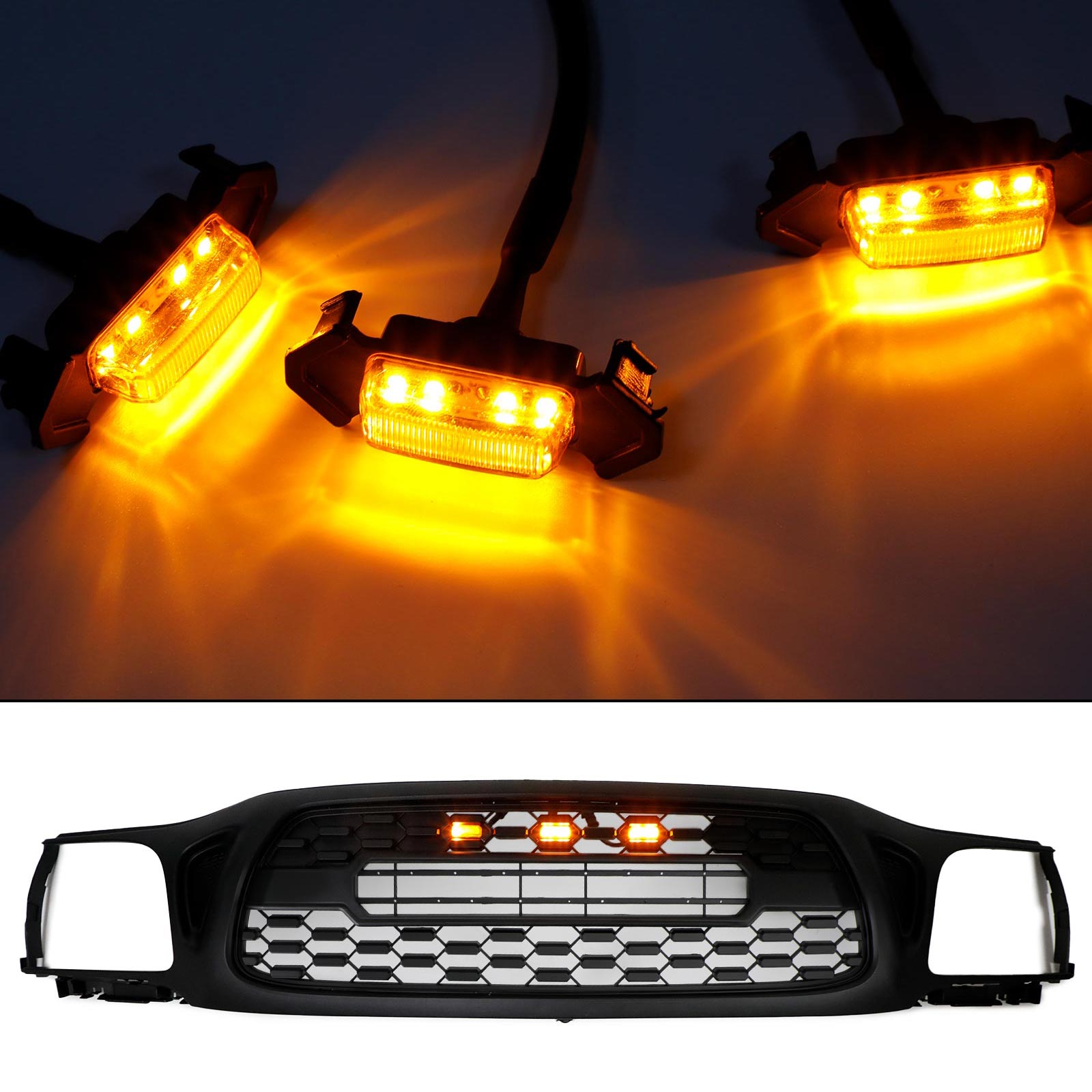 2001-2011 2016-2023 Toyota Tacoma TRD PRO 3PCS Parachoques delantero Parrilla Luces LED