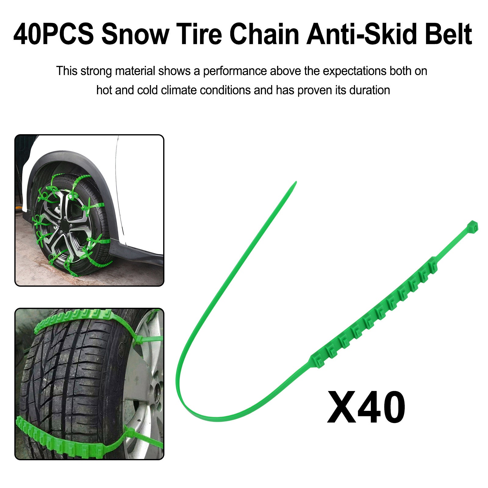10PCS Snow Tire Chain Anti-Skid Belt For Car Truck SUV Emergency Winter Driving Generic