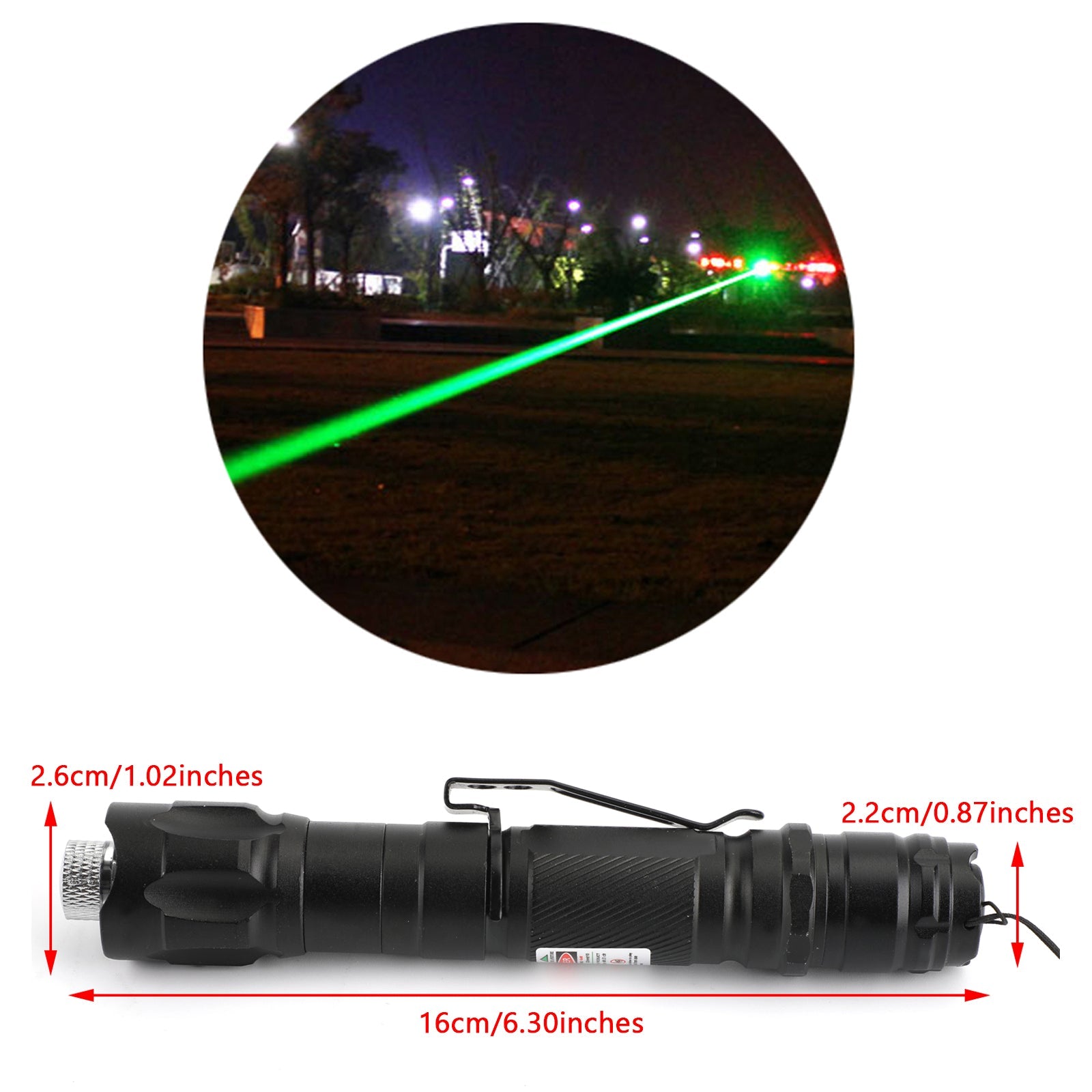 Military 532nm Green Laser Pointer Pen Visible Beam + Battery + Star Cap