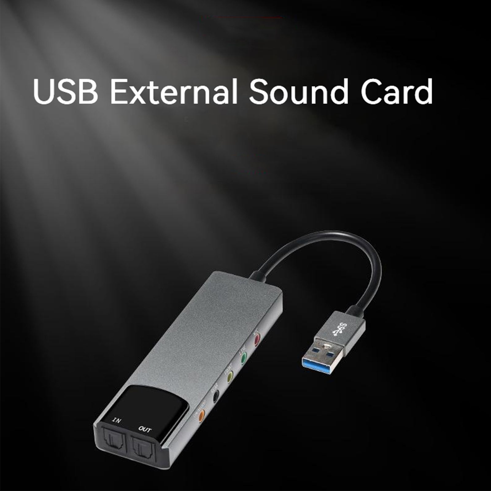 New aluminum alloy USB optical fiber SPDIF sound card computer external multi-function supports AC-3 DTS 5.1 channel