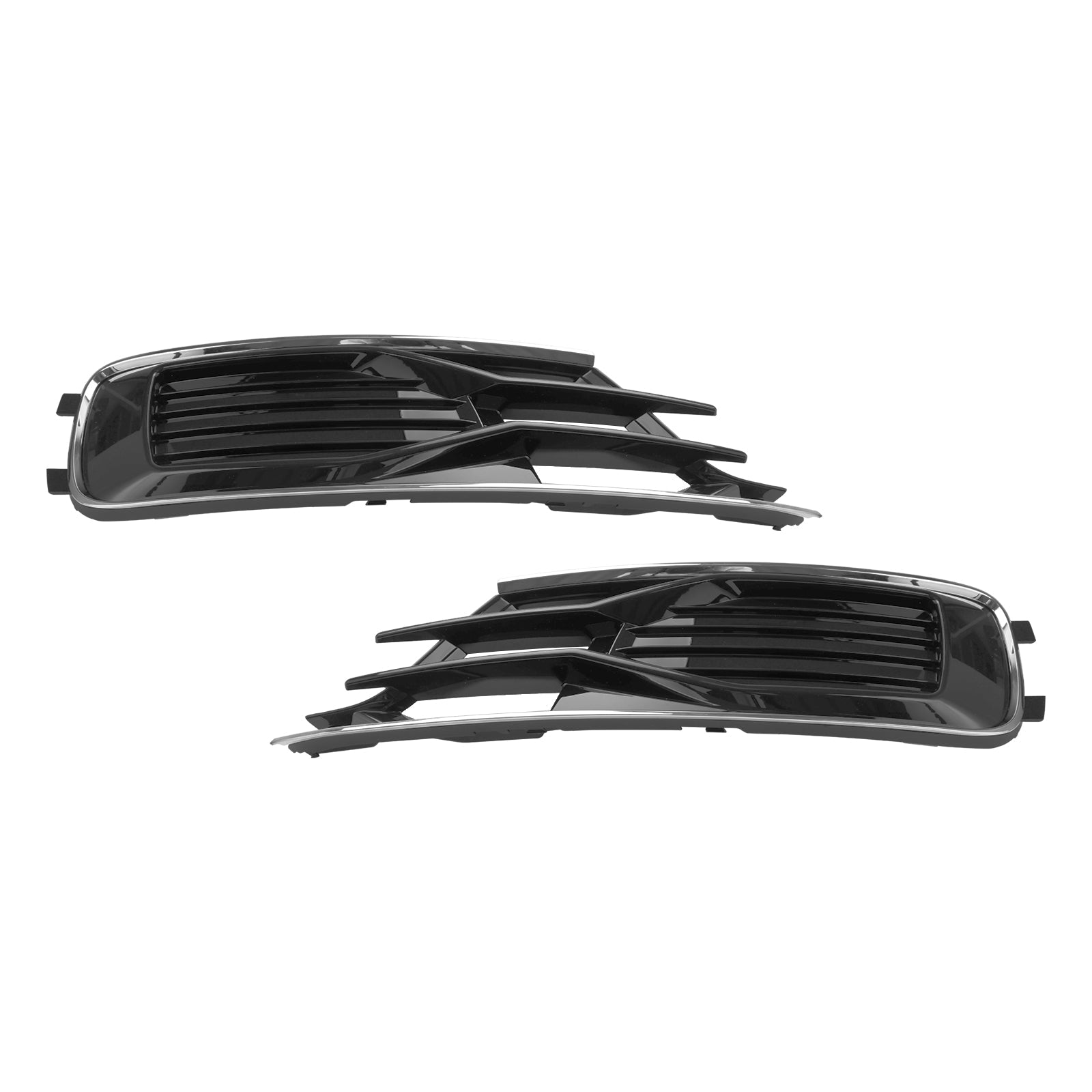 Audi A6 C7 2014-2018 2PCS Front Bumper Foglight Cover Grill Black Chrome
