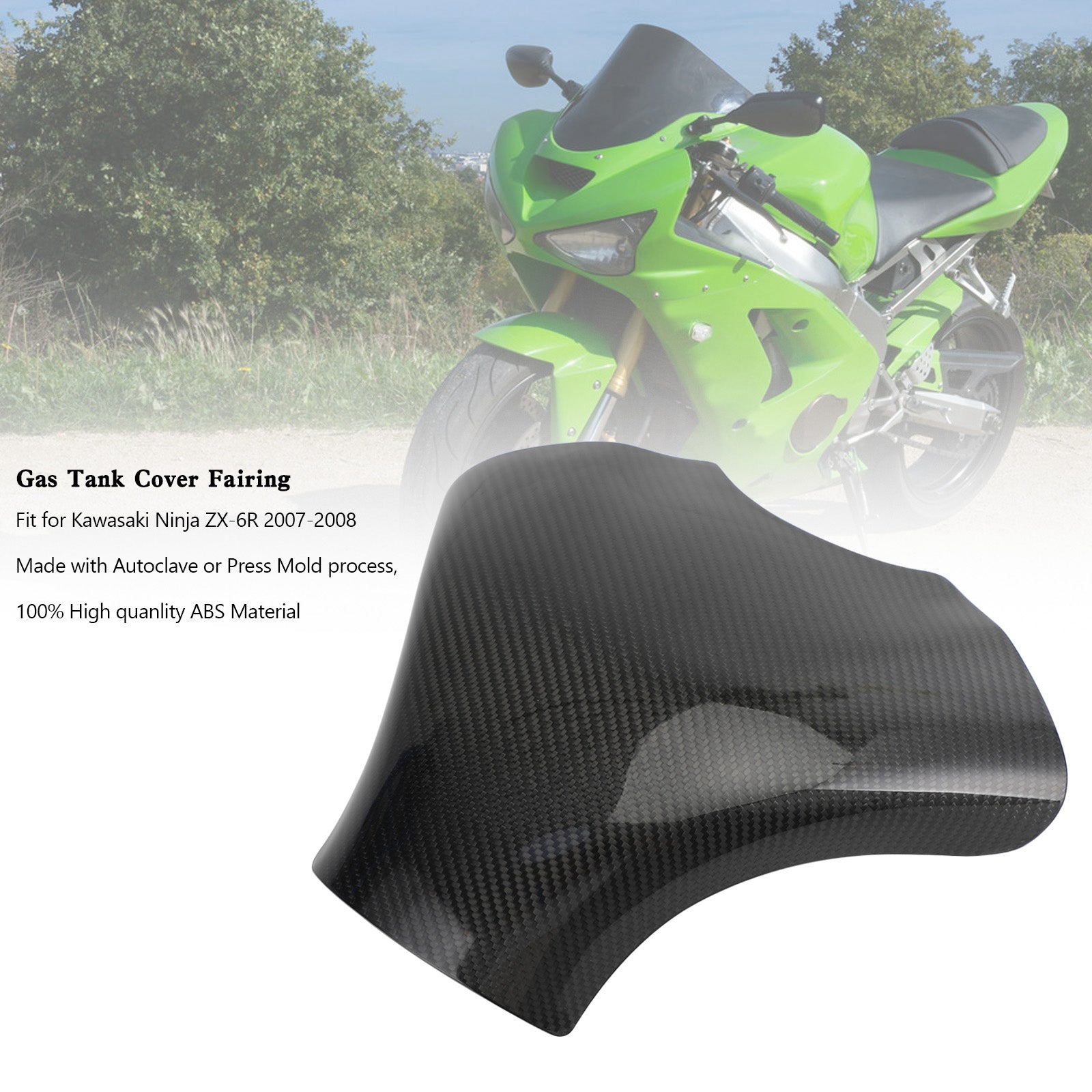 Kawasaki Ninja ZX-6R 2007-2008 Carbon fiber Gas Tank Cover Panel Fairing Protector