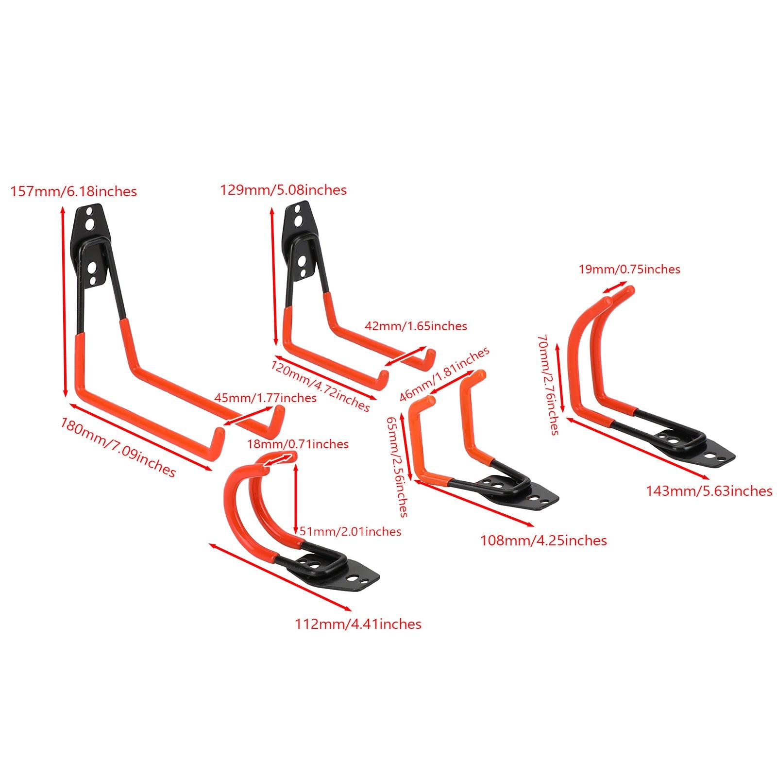 5X Storage Hooks Double Wall Mount Garage Organization Tools