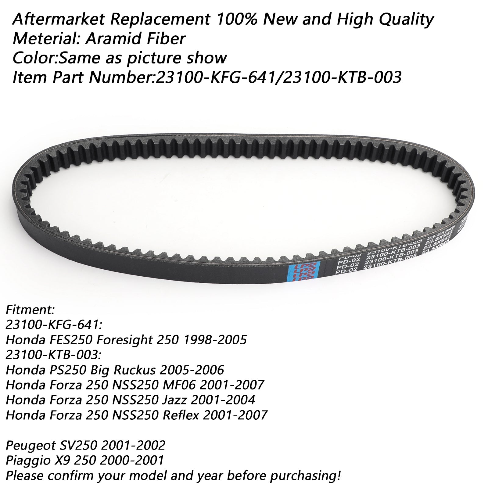 Premium Drive Belt For Honda FES250 Foresight 250 98-05 Forza 250 NSS250 Generic