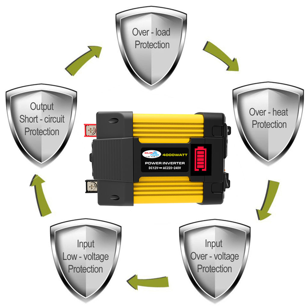 4000W 차량용 사인파 인버터 (LED 디스플레이 포함) DC 12V ~ AC 220V 인버터
