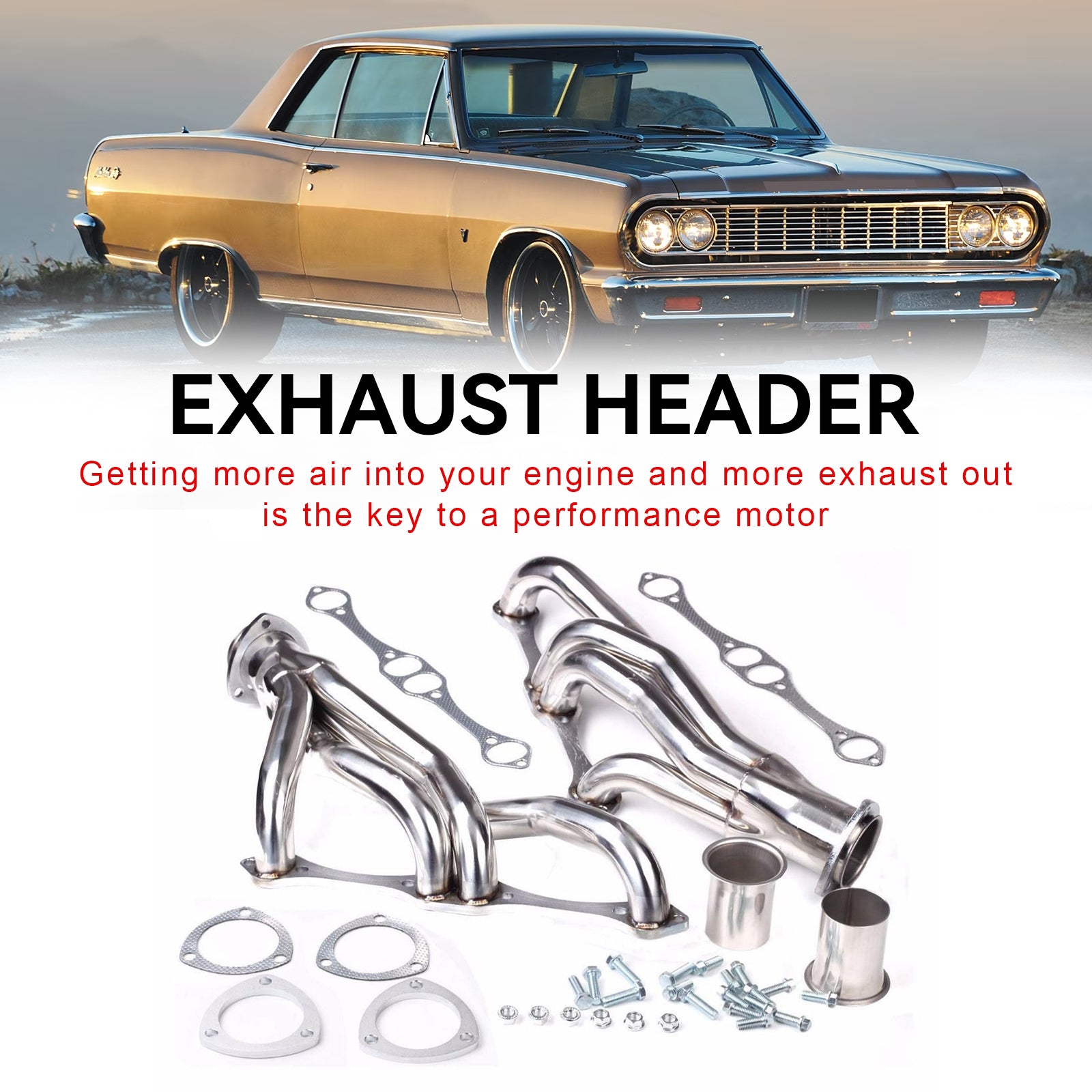 소형 블록 매니폴드 헤더는 Chevy 283 305 350 400 Chevelle Malibu Camaro에 적합합니다.