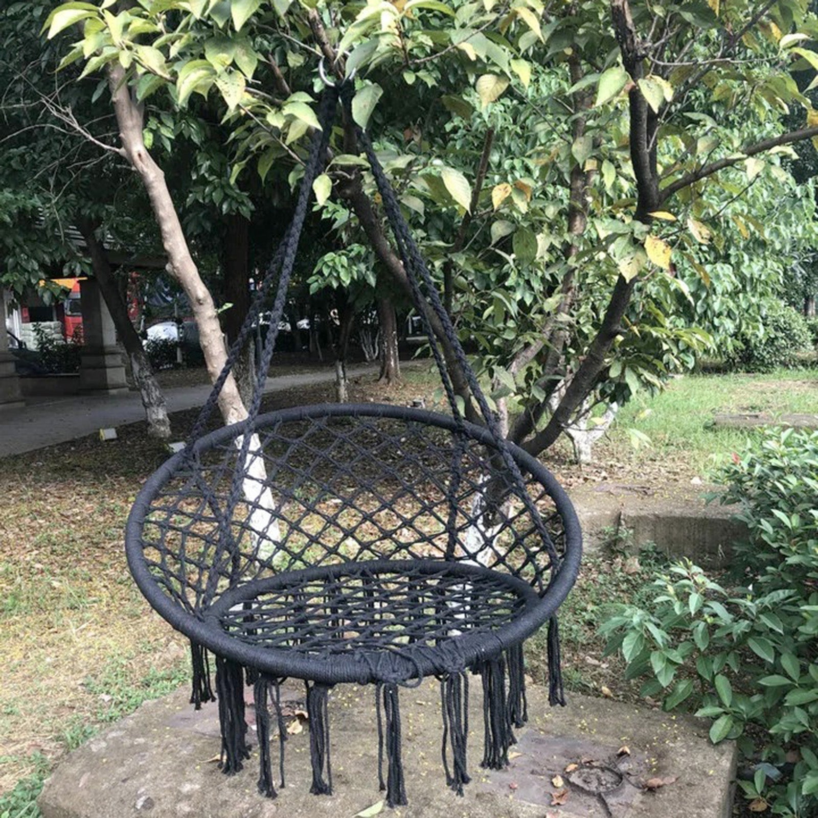 Hammock Chair Rope Hanging Swing Round Indoor Ourdoor Patio Bedroom Hammock