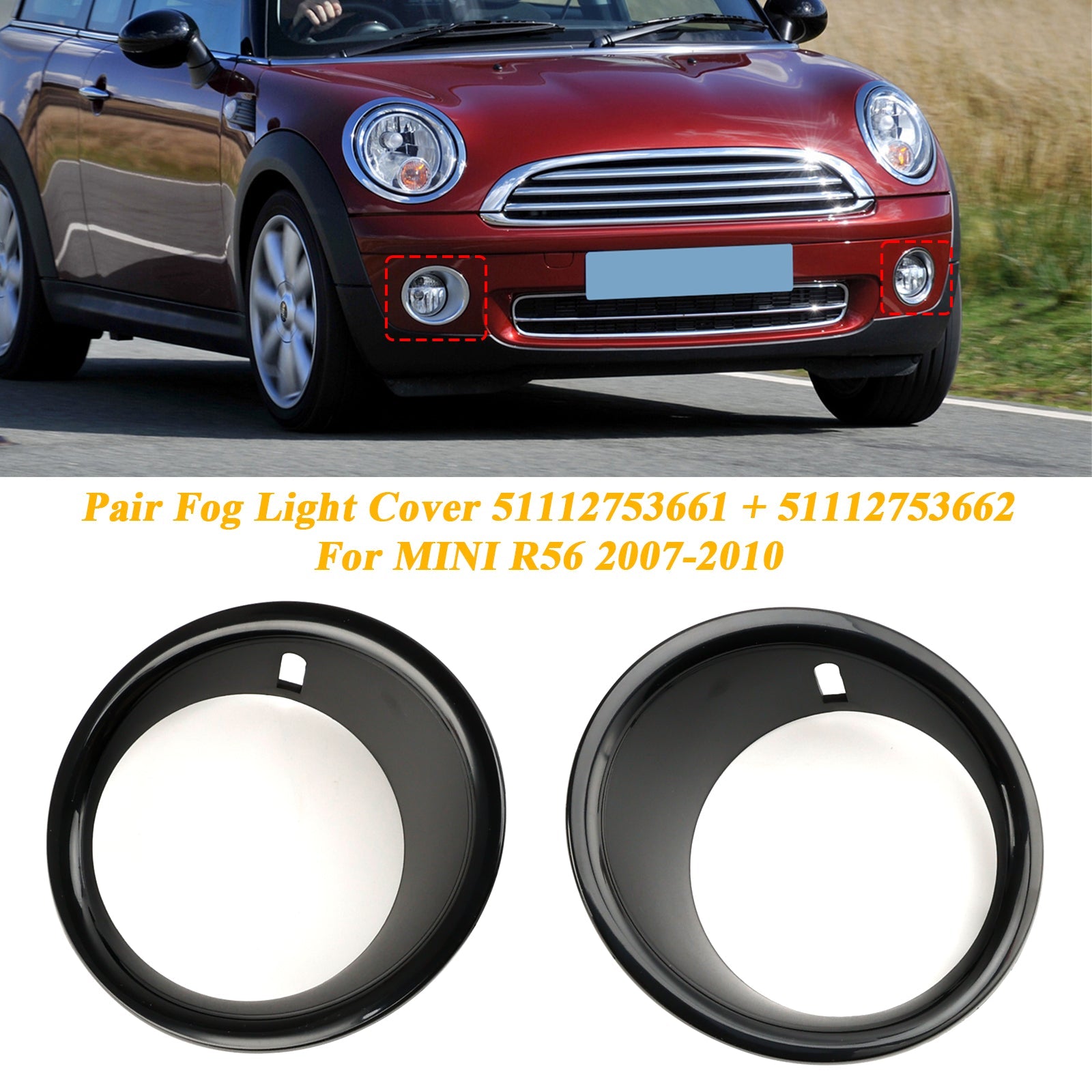 Mini Cooper R55 R56 R57 2007-2010 Parachoques delantero Luz antiniebla Cubierta de lámpara Bisel
