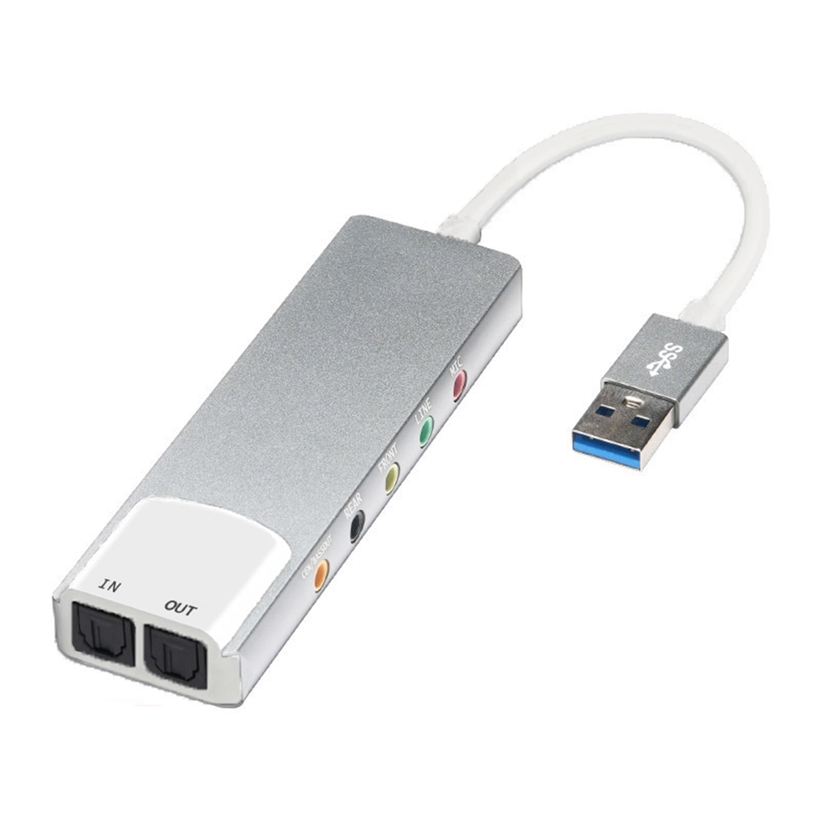 New aluminum alloy USB optical fiber SPDIF sound card computer external multi-function supports AC-3 DTS 5.1 channel
