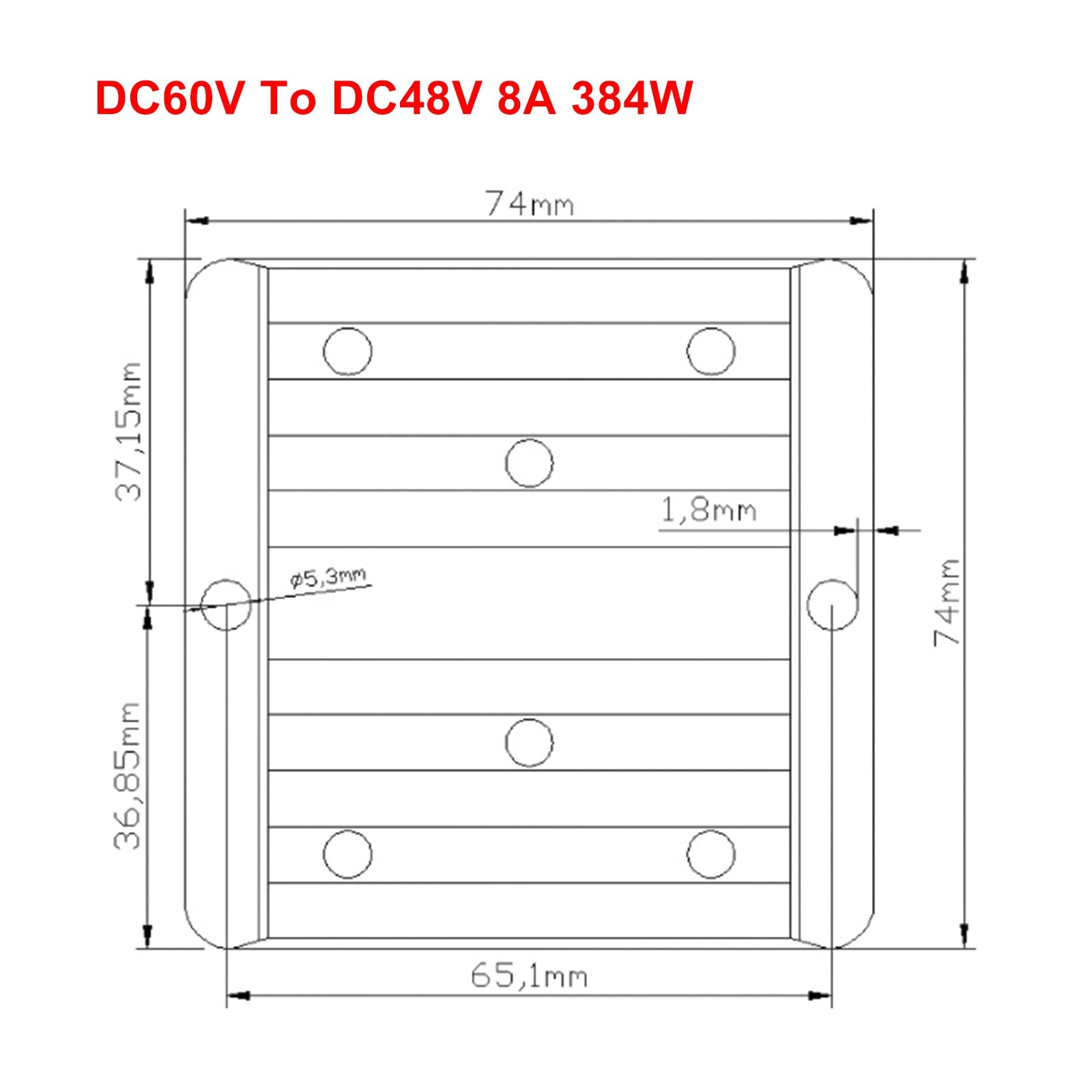 DC/DC 벅 스텝다운 모듈 60V ~ 48V 8A 전원 공급 장치 컨버터 레귤레이터