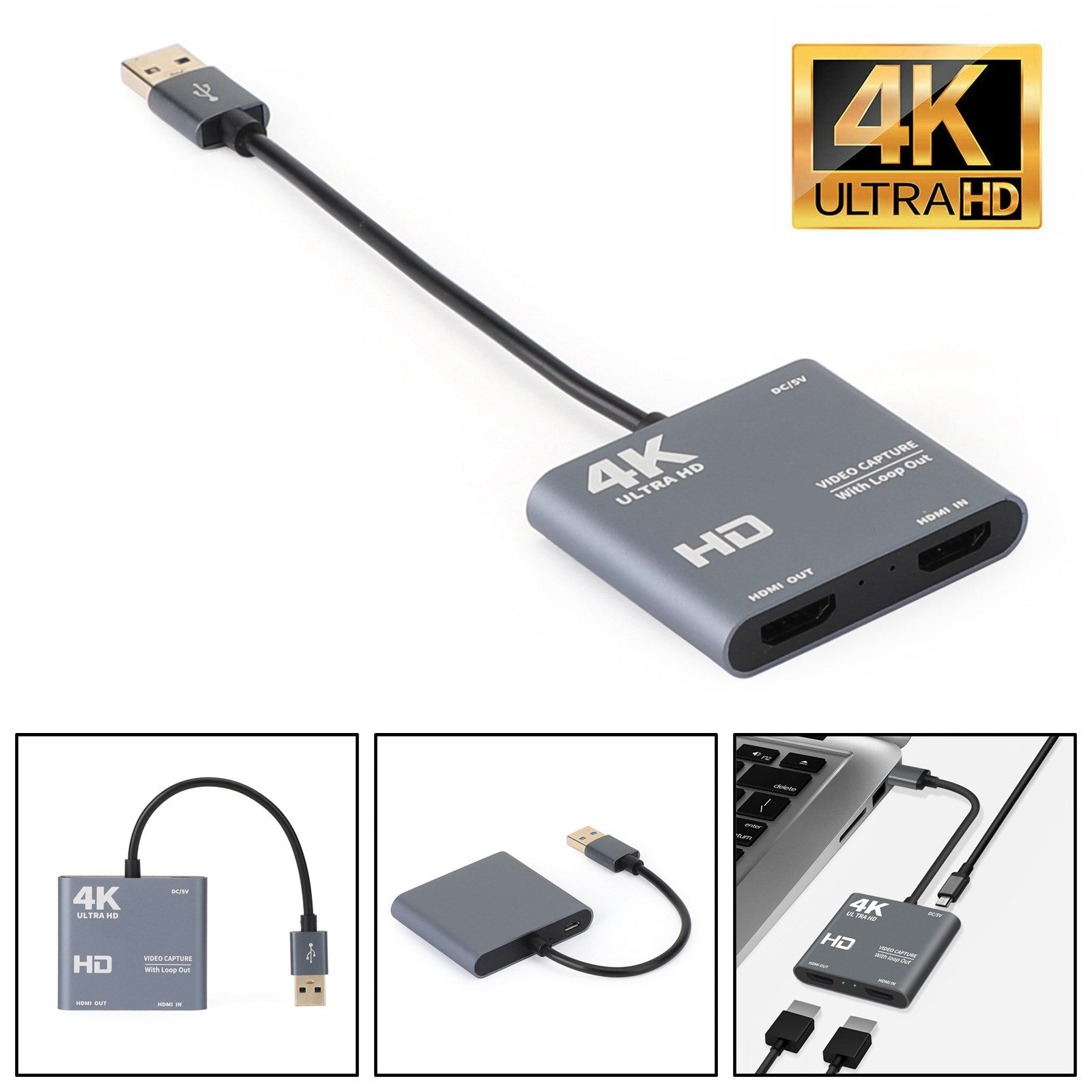 4K 1080p 60fps HD to USB 3.0 Video Capture Card Game Live Recorder Plug And Play