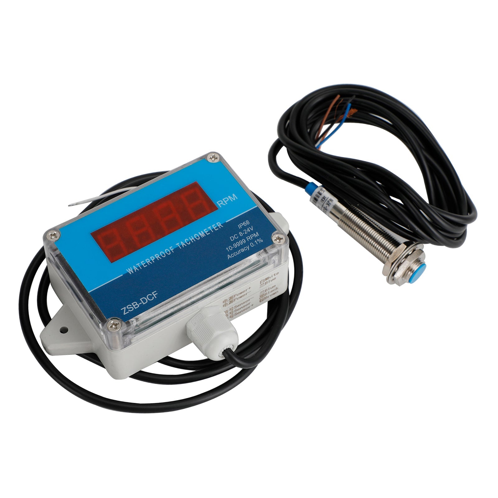 DC 8-24V Hall Tacómetro Digital LED Motor Medidor de velocidad Probador IP68 a prueba de agua