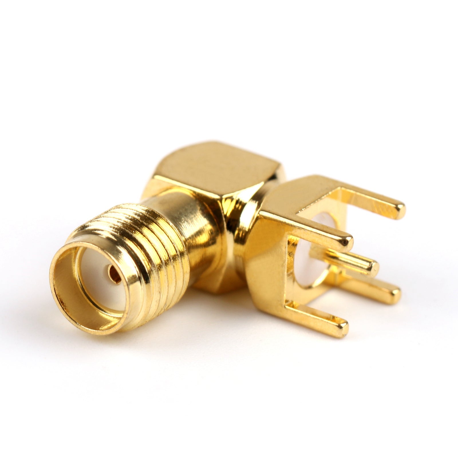 10Pcs Gold-Plated SMA Female Right Angle Solder PCB Mount RF Connector 14.5mm