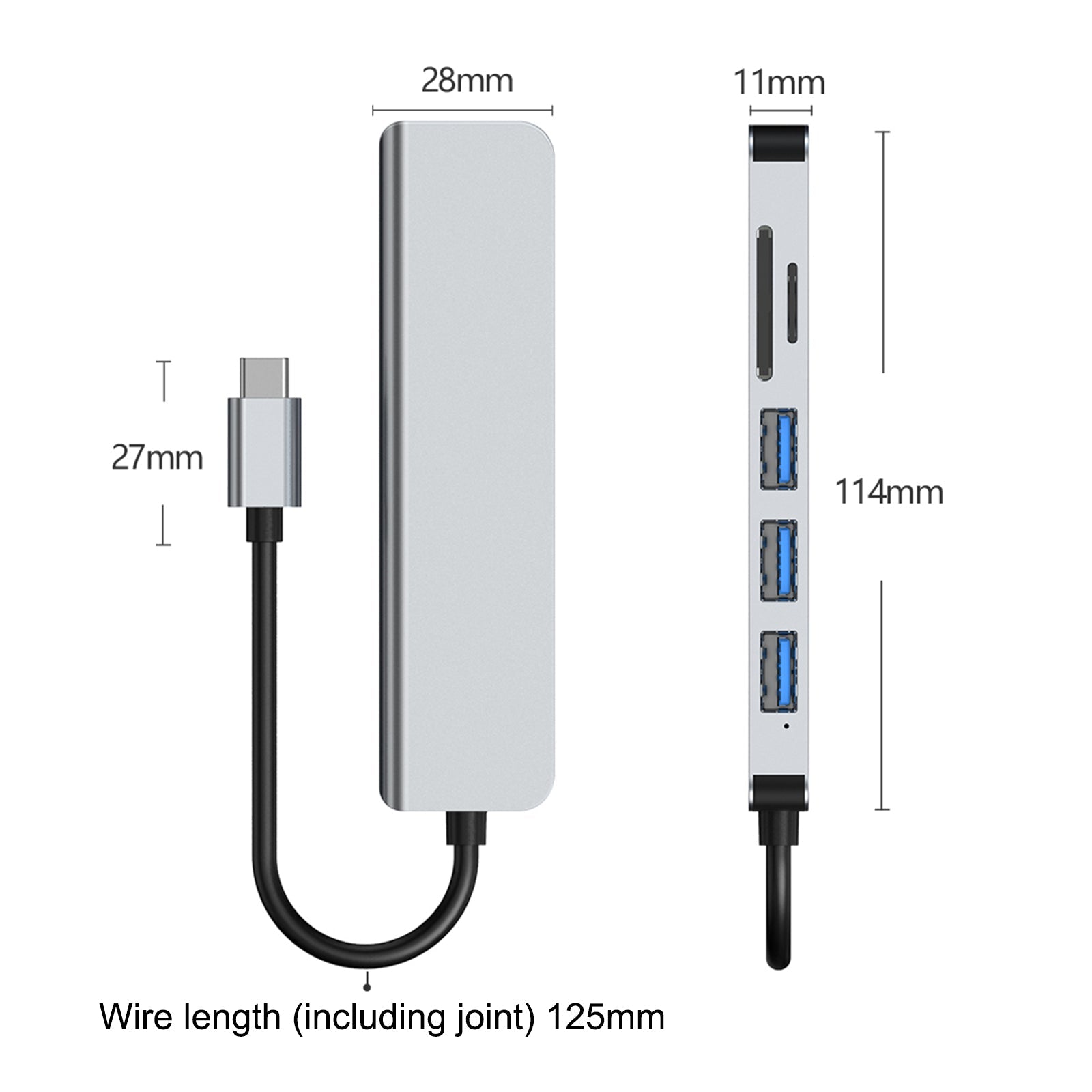 6 en 1 USB-C Tipo C Salida HD 4K USB 3.0 HD Adaptador HUB Base multifunción