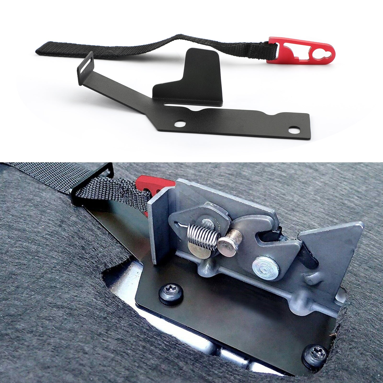 Ford Super Crew F-150 2009-2018 Raptor F-250 F-350 1PC Rear Seat Release Kit Red Strap