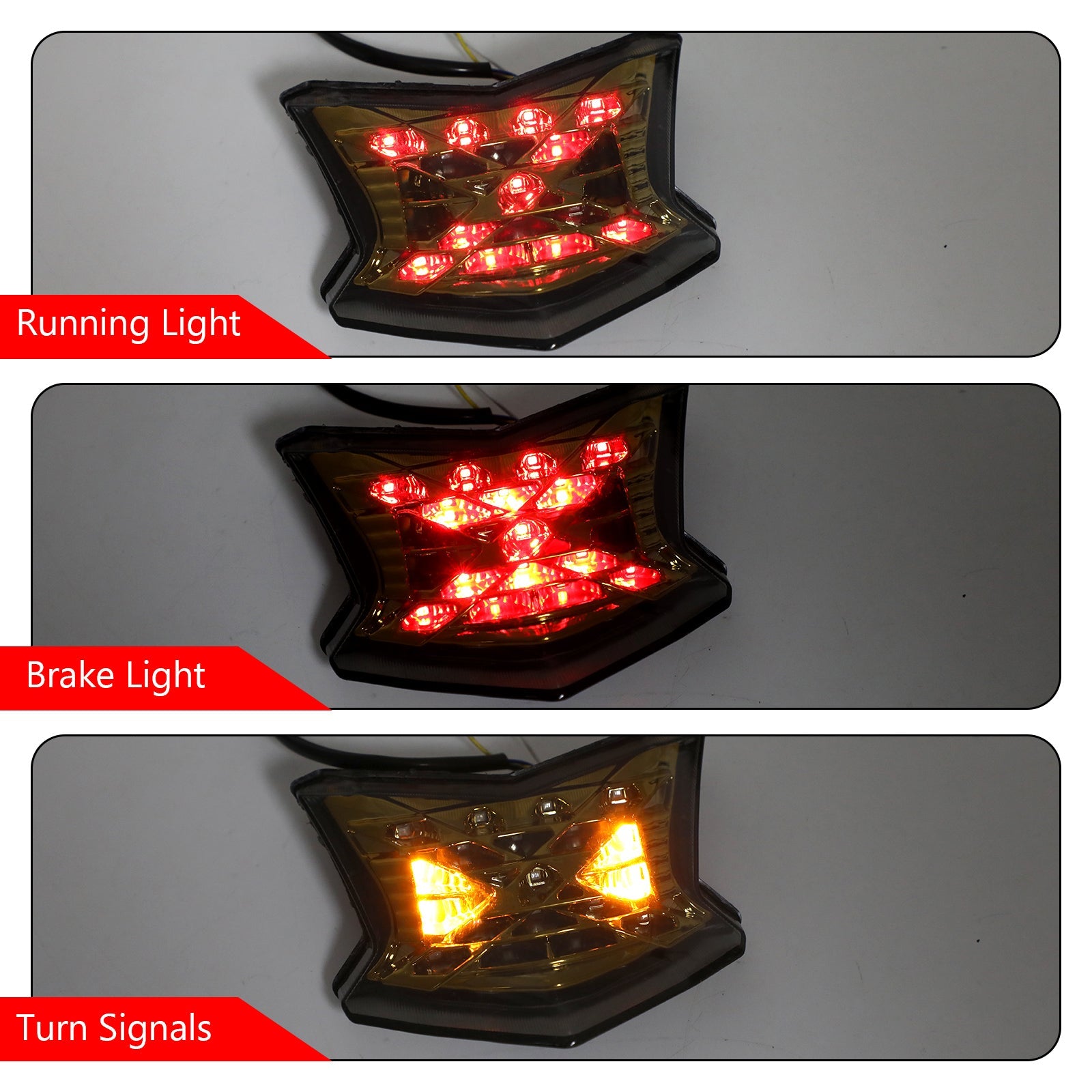 LED Brake Turn Signals Taillight For Kawasaki Z650 Ninja 650 Z900 17-24 Silver Generic