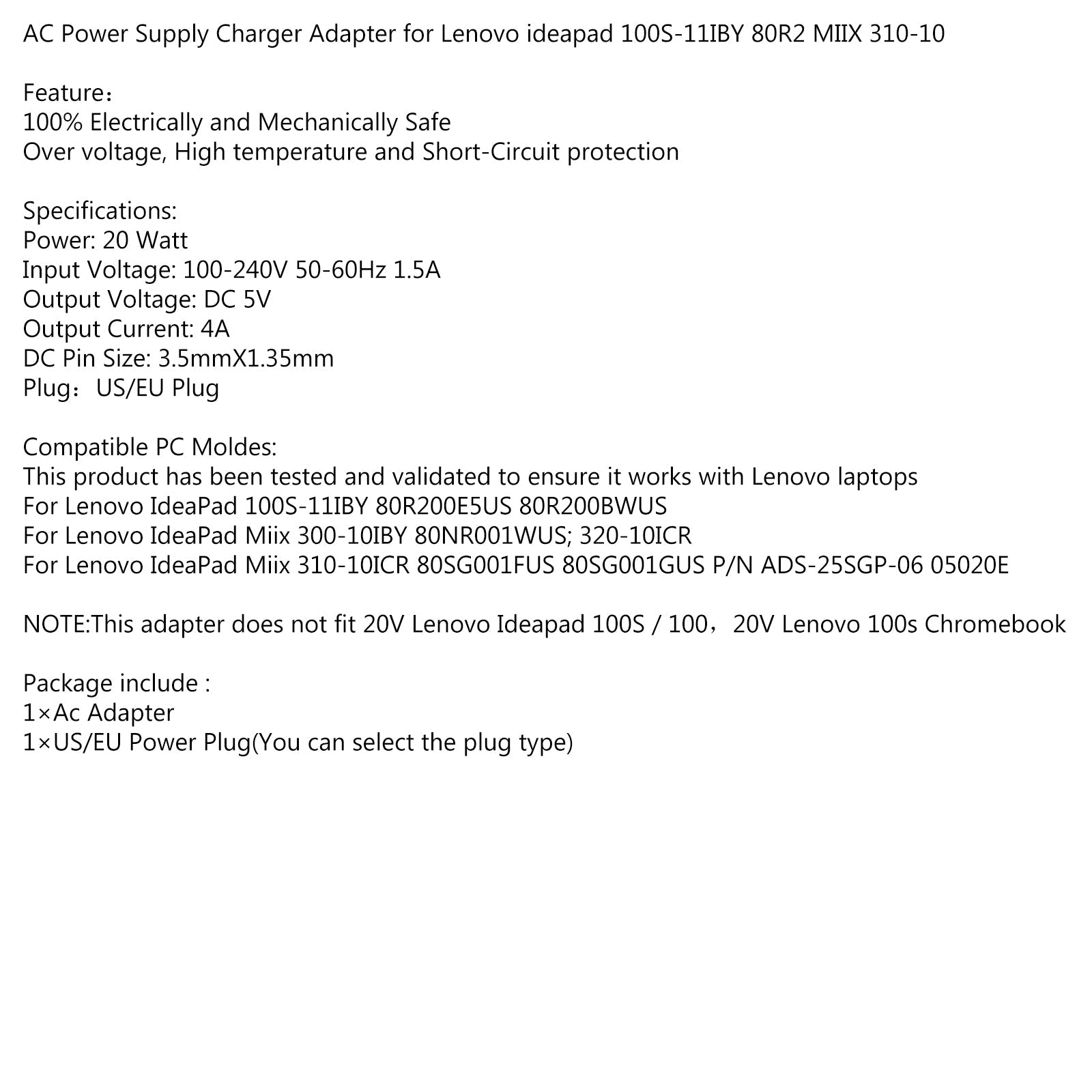 Lenovo Miix 310-10Icr용 5V AC 전원 어댑터 공급 충전기 AD-25SGP-06 05020E