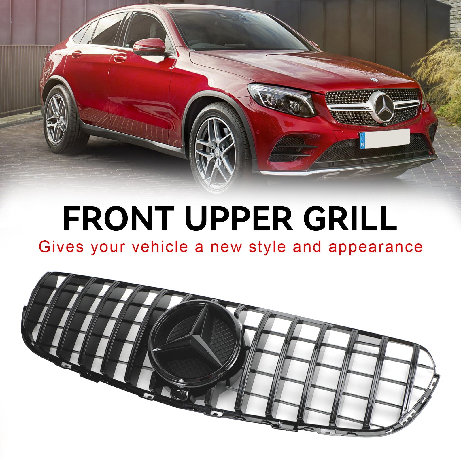 Mercedes Benz GLC X253 C253 2015-2019 Front Bumper Grille Grill Gloss Black