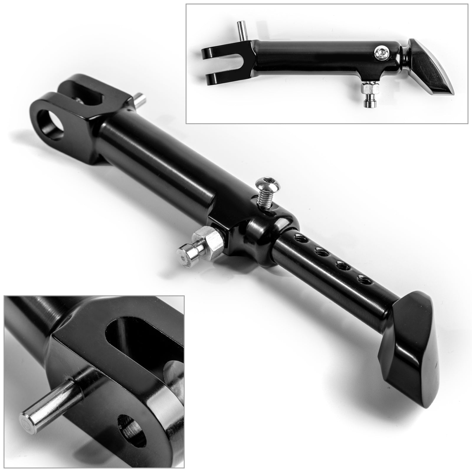Caballete lateral de aluminio CNC, pata de cabra ajustable para Kawasaki Z900RS 2018, negro genérico