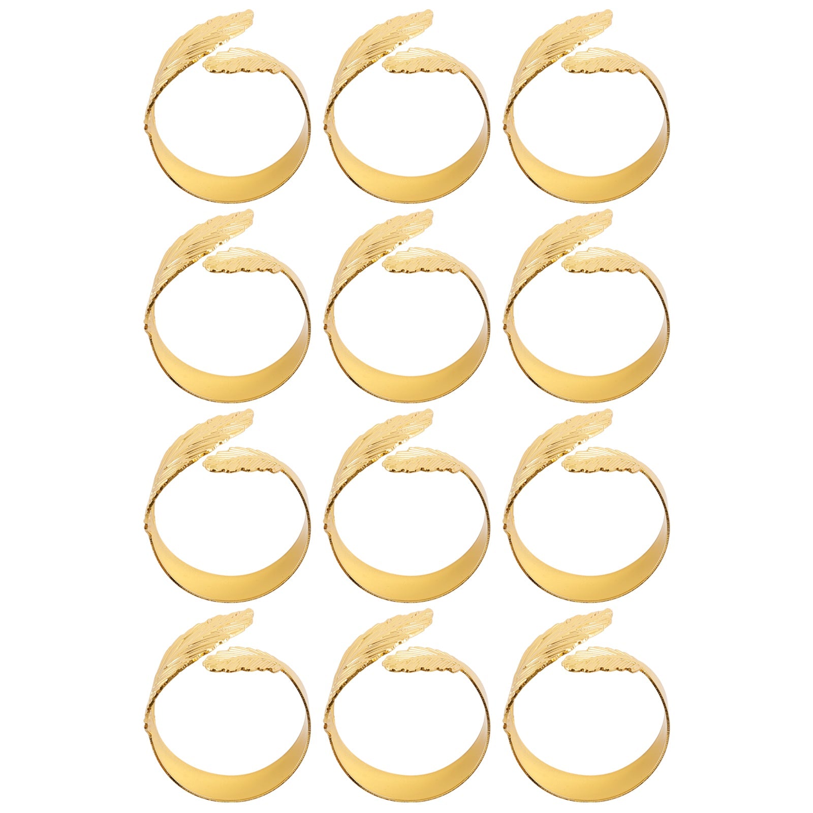 12PCS Napkin Rings Leaf Napkin Holder Adornmen Alloy Golden