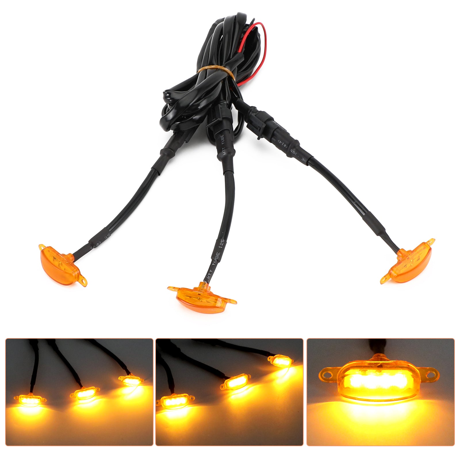 3pcs Amber Lens Amber LED Lamp Raptor Front Grille Running Light fit Ford F-150 Generic