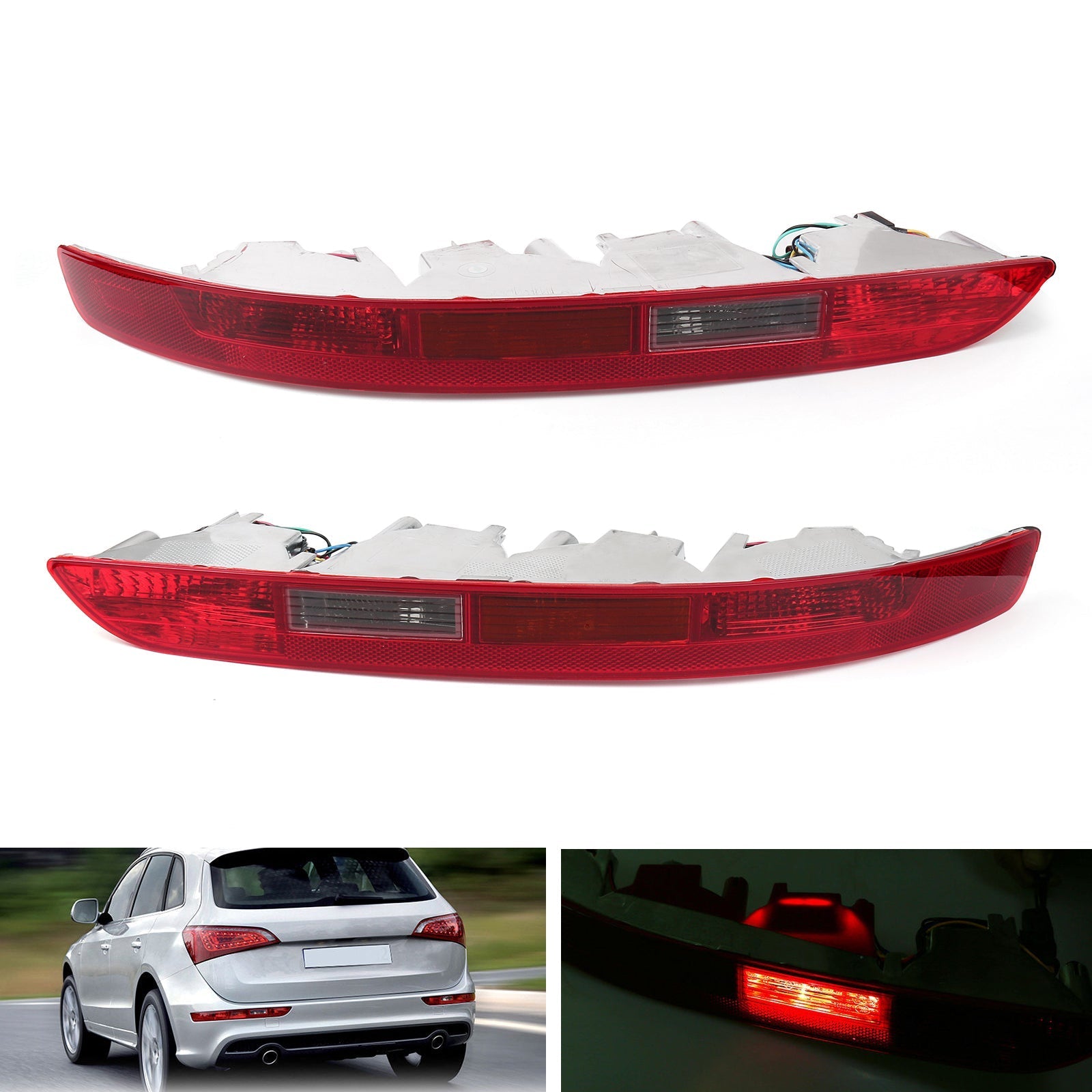 1x L/R Rear Lower Tail light Reverse Lamp Bumper Light with 4 bulbs For Audi Q5 2009-2015 Generic CA Market
