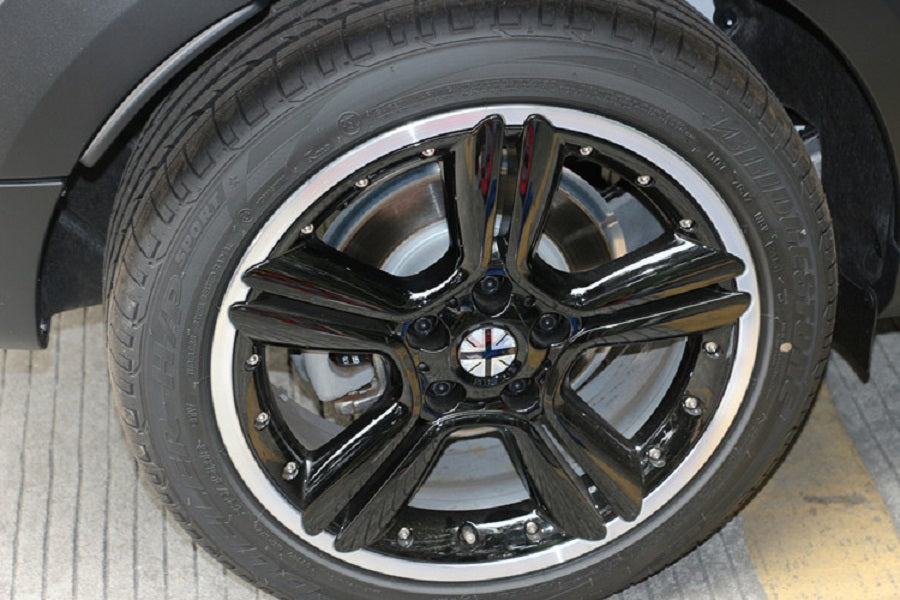 Wheel Center Hub Cap Emblem Badge decal Black Union Jack UK Flag For Mini Cooper Generic