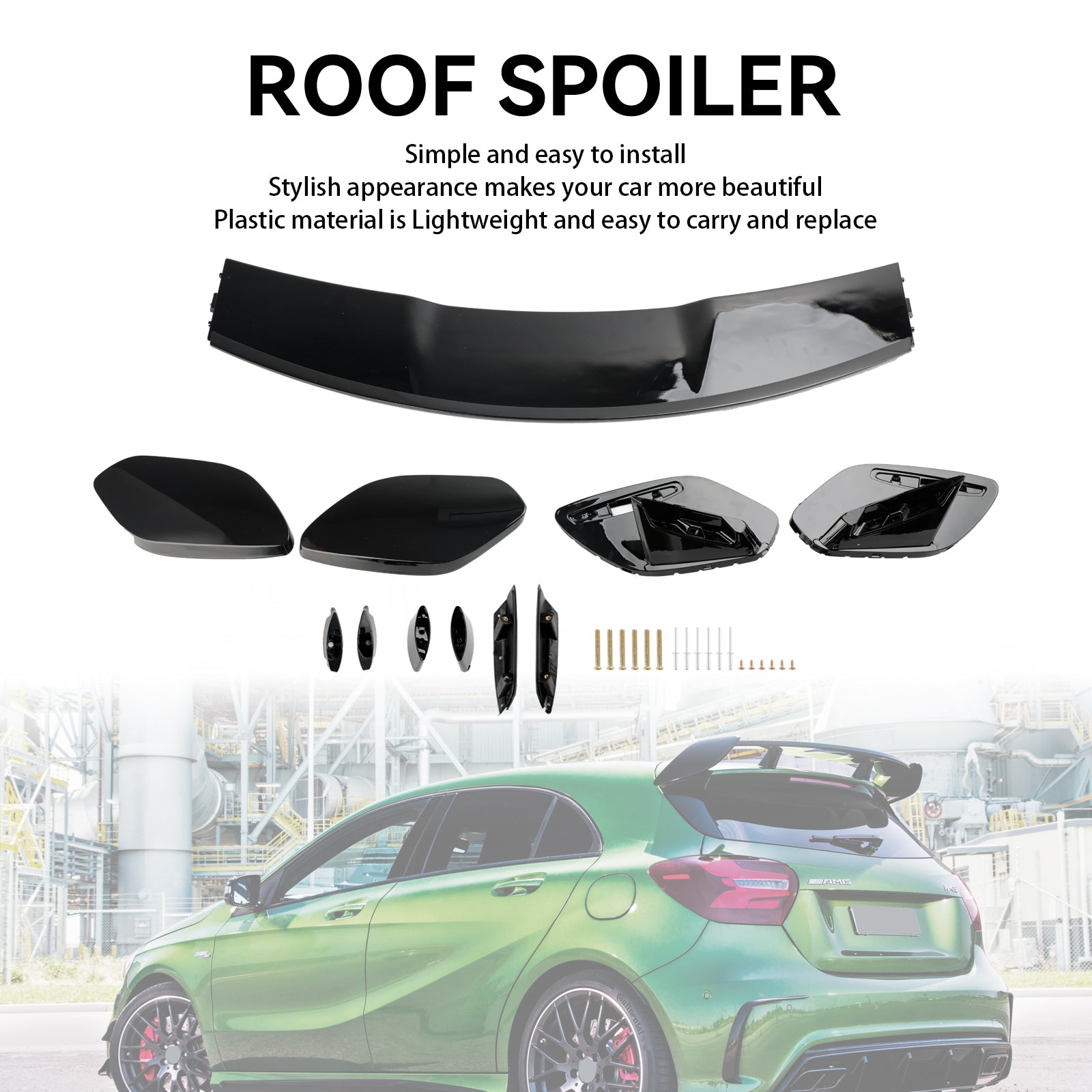 Gloss Black Rear Boot Spoiler Roof Fit Mercedes A-Class W177 A45 A35