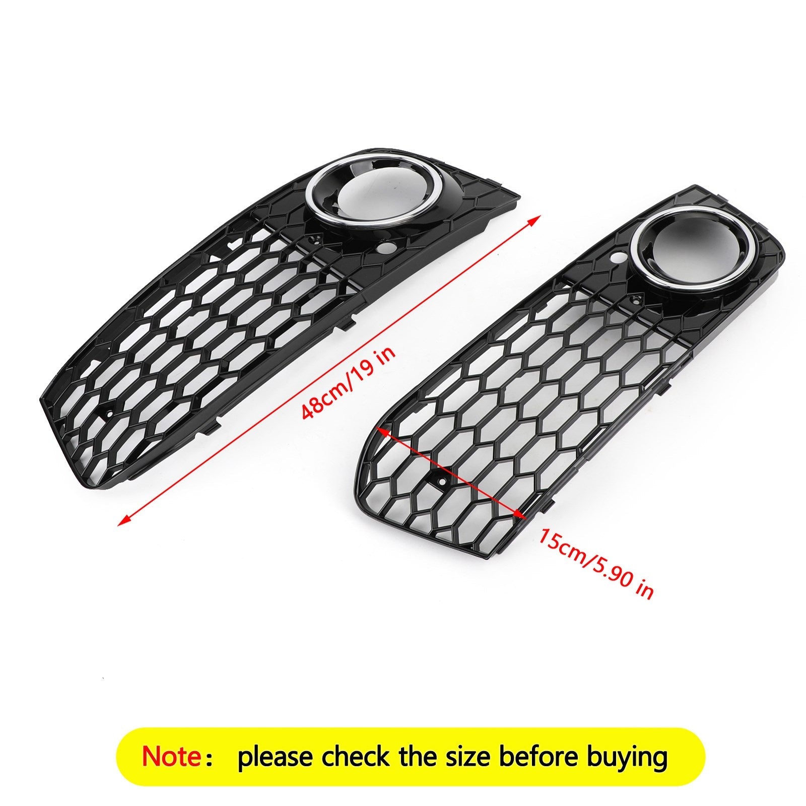 Pair Honeycomb Mesh Fog Light Open Vent Grill Intake Fit Audi A4 B8 2009-2012 Generic