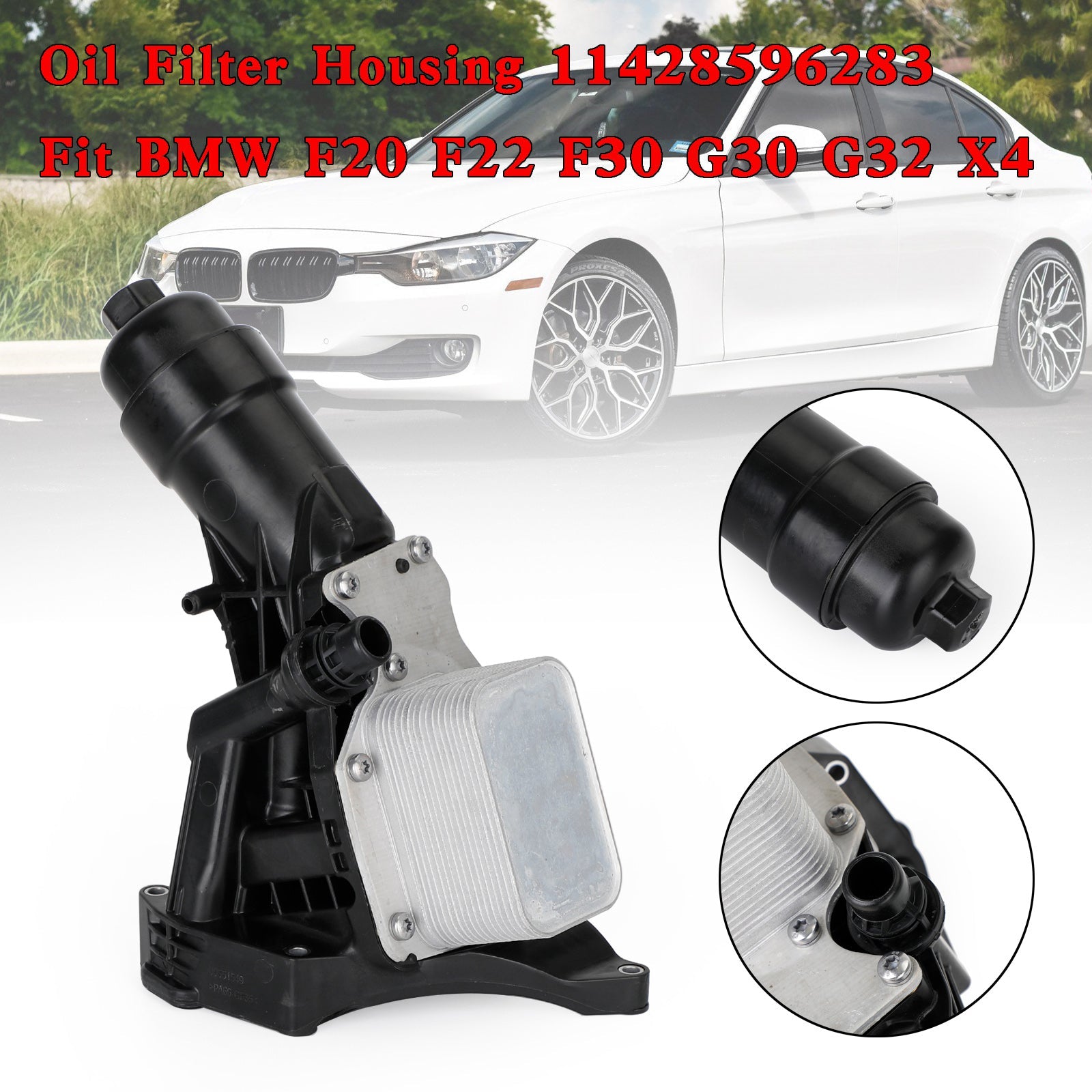 Carcasa del filtro del enfriador de aceite del motor 11428596283 compatible con BMW F20 F22 F30 G30 G32 X4 genérico