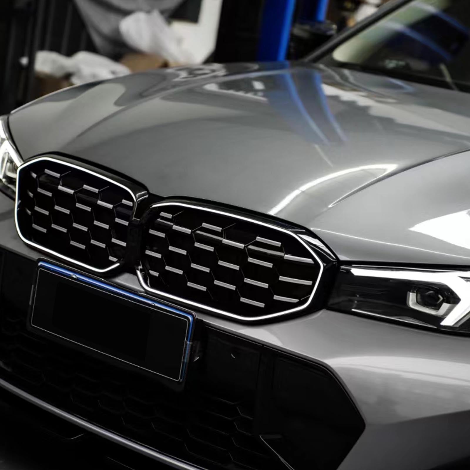 BMW Serie 3 G20 G28 2023-2024 Malla de rejilla delantera plateada y negra diamante