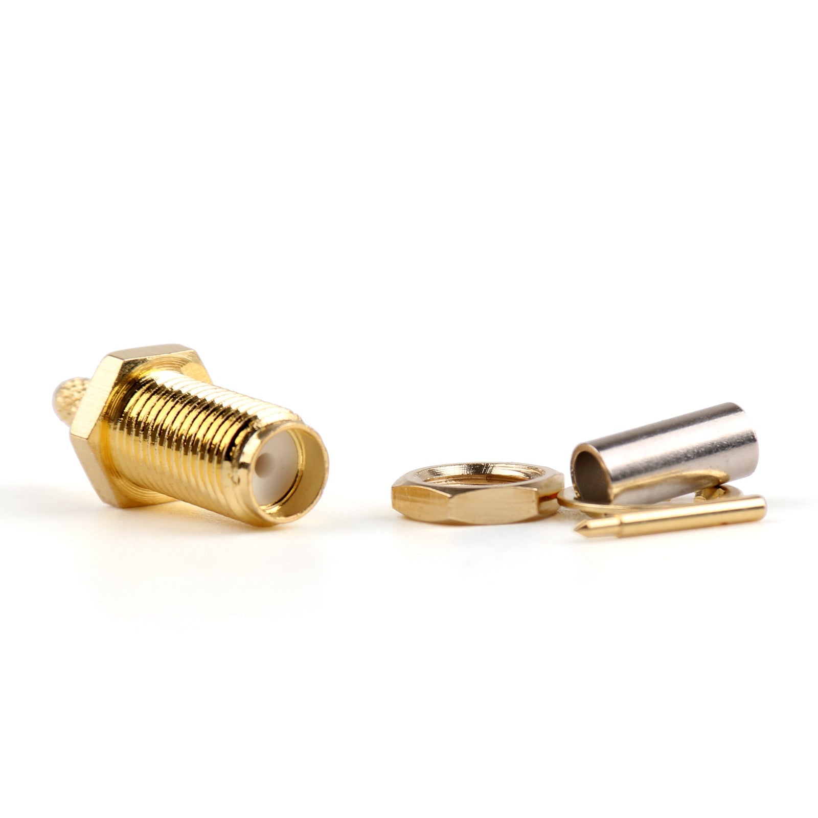 10Pcs Connector RP-SMA Female Jack Bulkhead Crimp RG174 RG316 LMR100 Cable