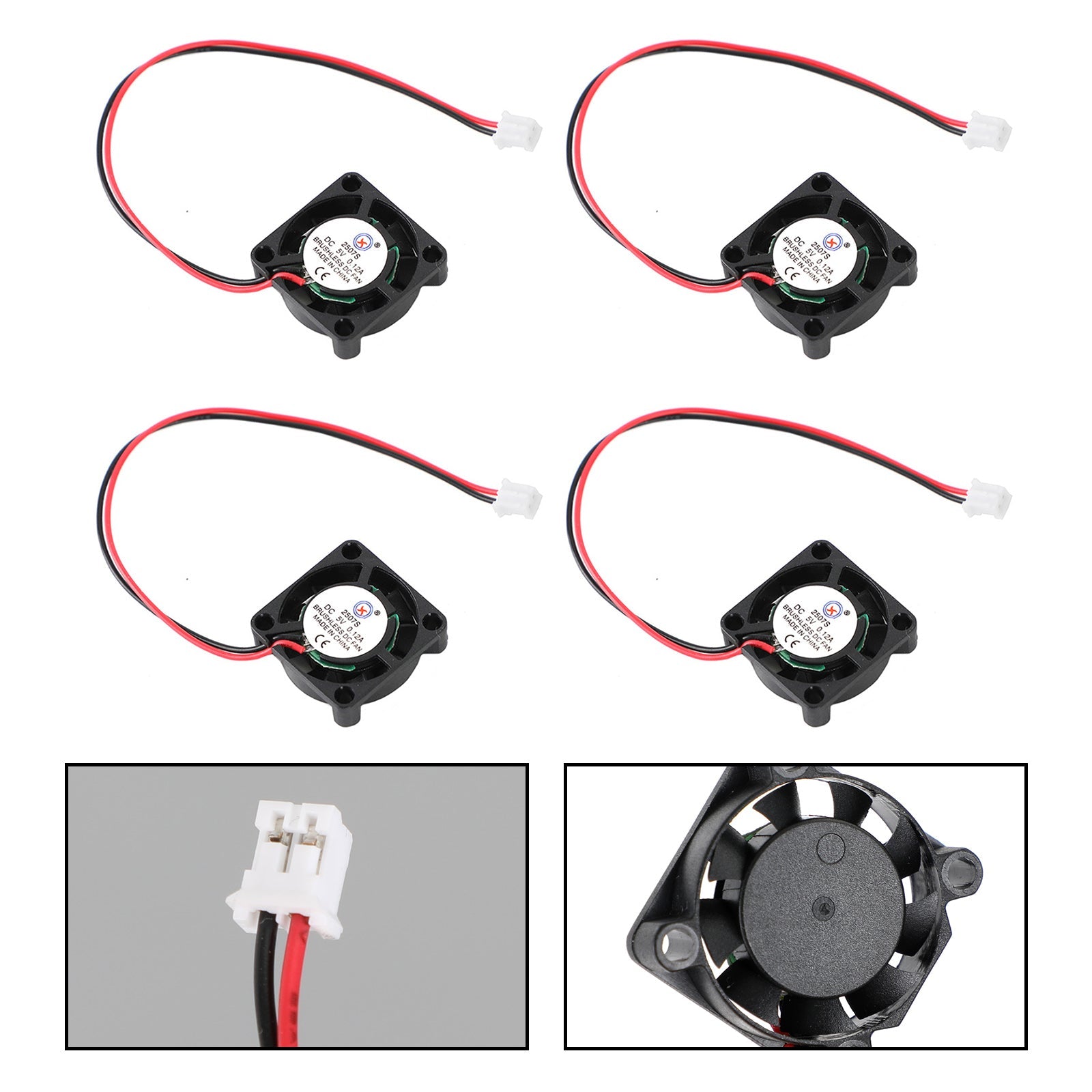 2 Pin Wire Brushless DC Cooling Blower Fan 5V 0.12A 2507S 25x25x7mm