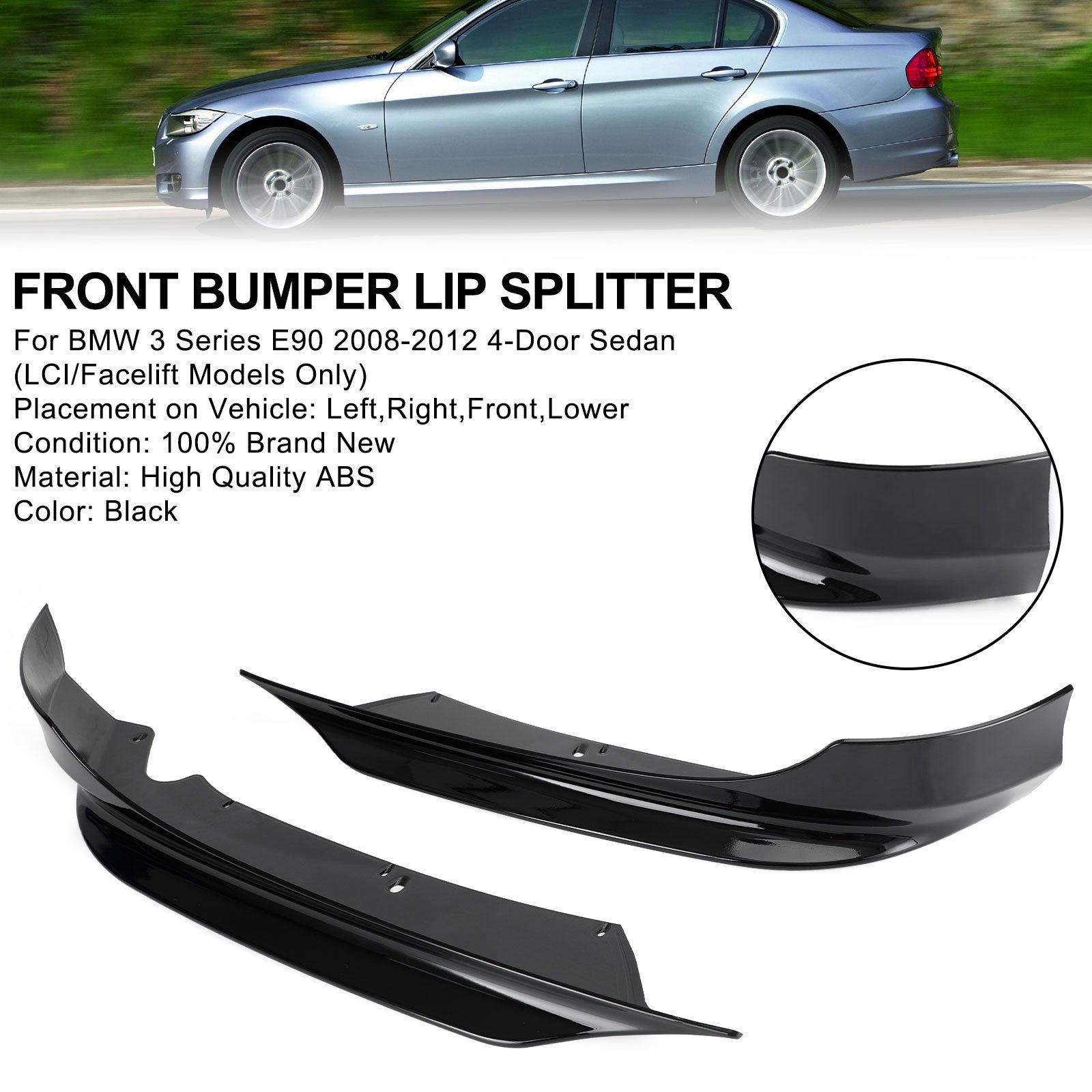 BMW 3 Series E90 2008-2012 LCI PP Front Bumper Lip Splitter Spoiler