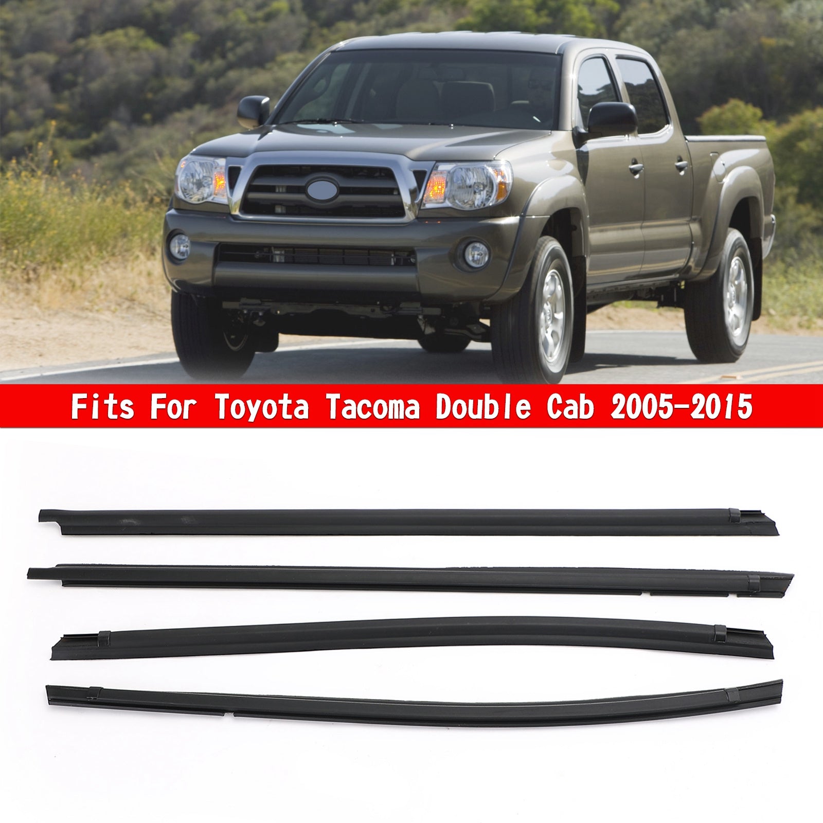 Car Outside Window Weatherstrip Seal Belt Moulding For Tacoma Double Cab 05-2015 Generic