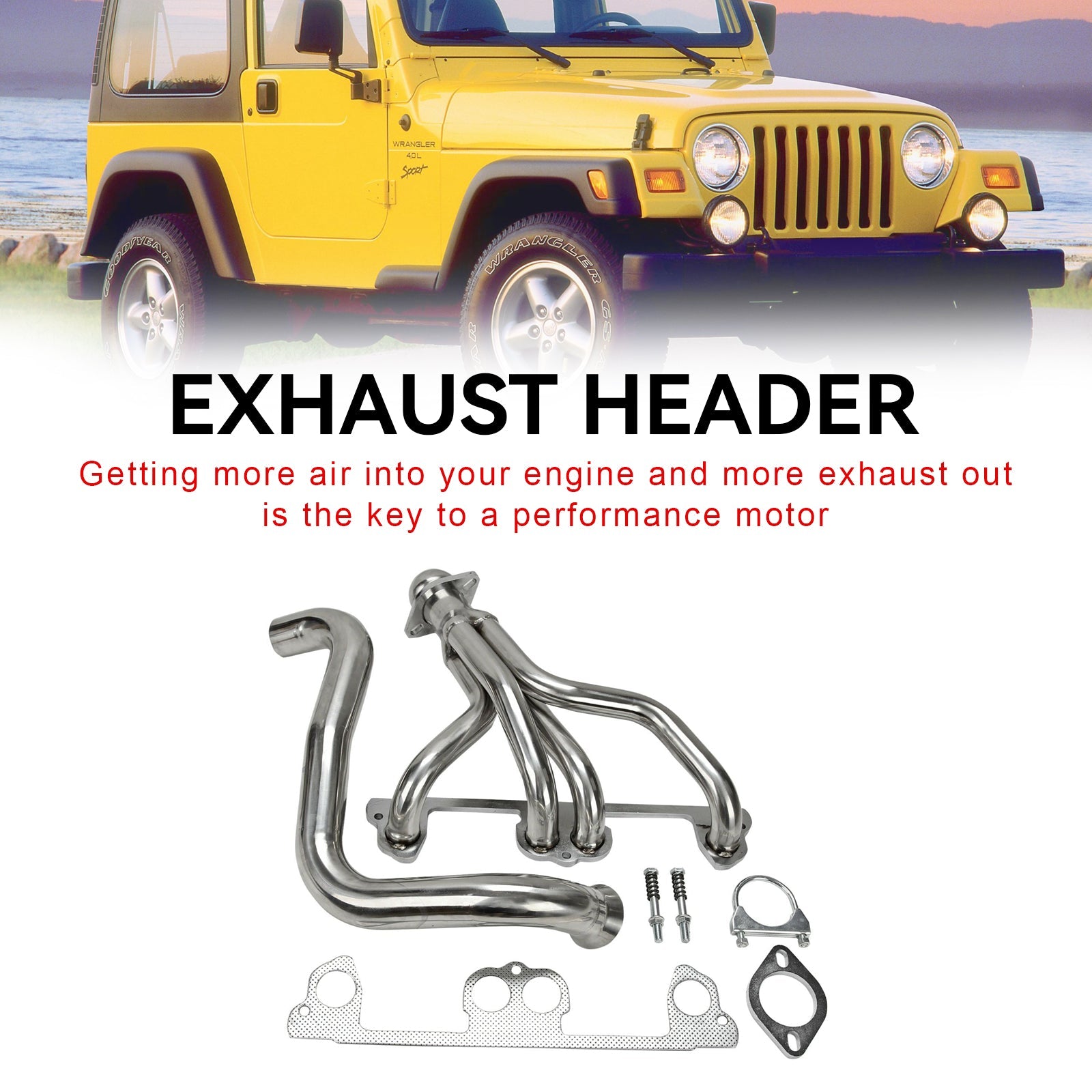 지프 랭글러 TJ 1997-1999 2.5L L4 스테인리스 스틸 매니폴드 헤더